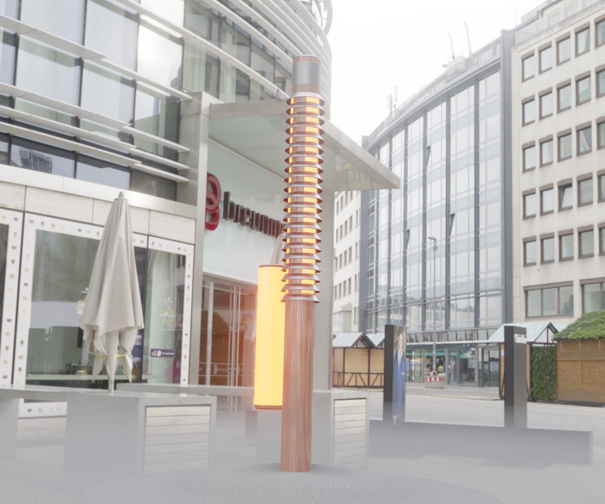 Wooden Lamp-Column 24 - Low-Poly Street-Light Set-9 Low-poly 3D model_30