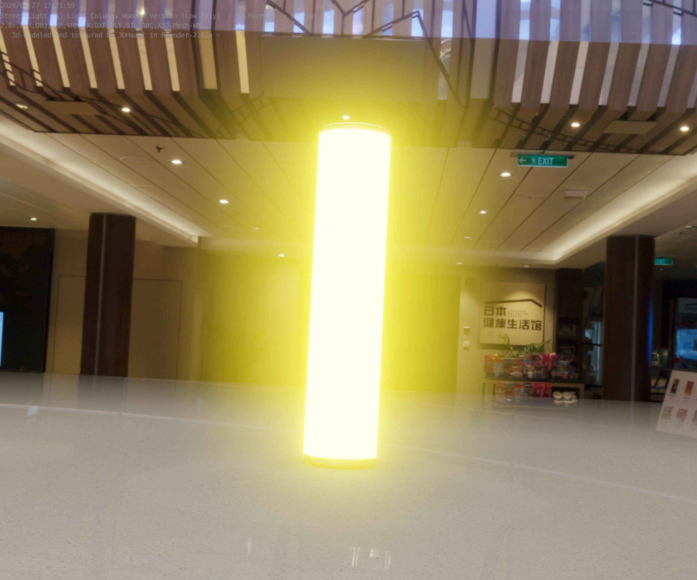 Wood Light-Column 25 - Low-Poly Street-Light Set-9 Low-poly 3D model_8