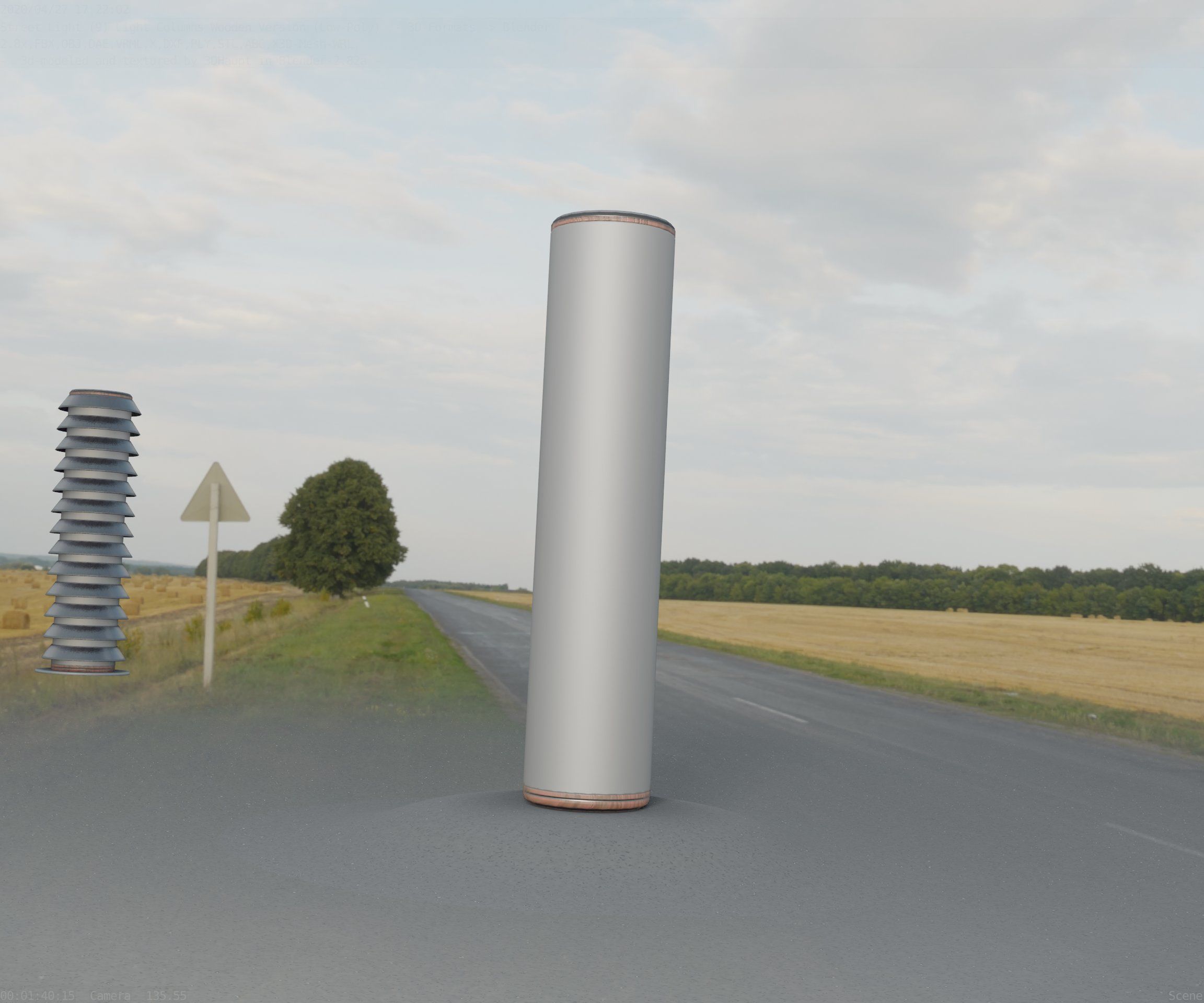 Wood Light-Column 25 - Low-Poly Street-Light Set-9 Low-poly 3D model_1