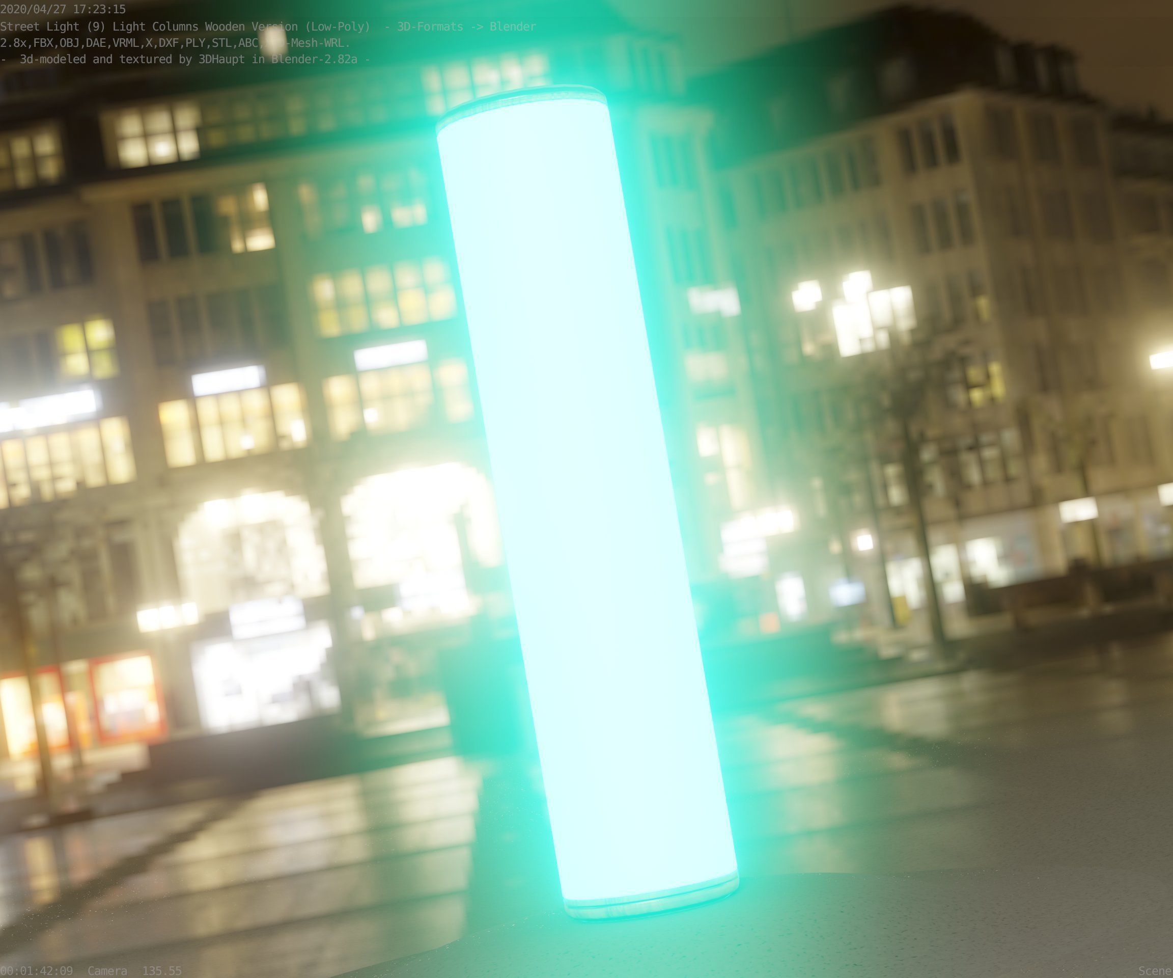 Wood Light-Column 25 - Low-Poly Street-Light Set-9 Low-poly 3D model_57