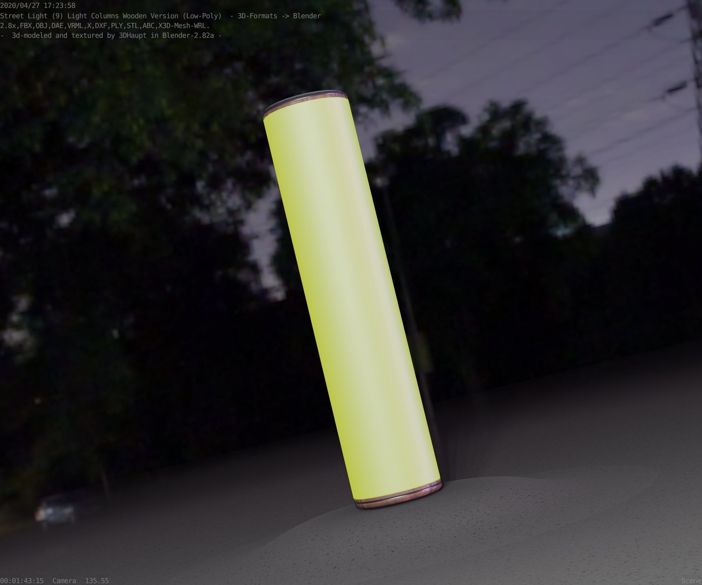 Wood Light-Column 25 - Low-Poly Street-Light Set-9 Low-poly 3D model_87