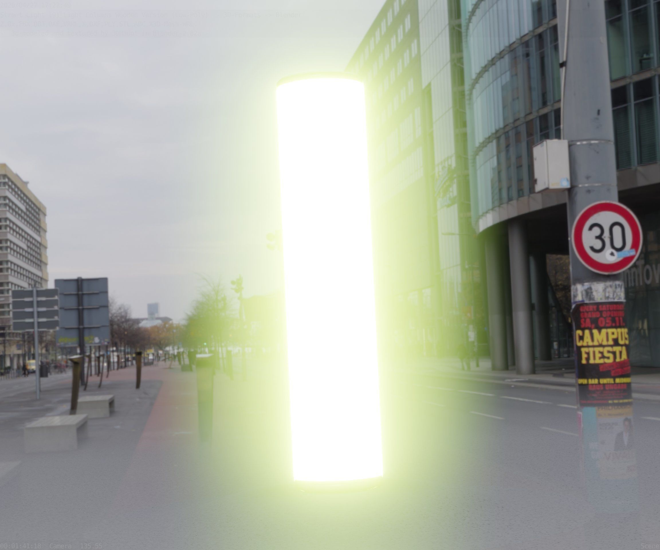 Wood Light-Column 25 - Low-Poly Street-Light Set-9 Low-poly 3D model_42