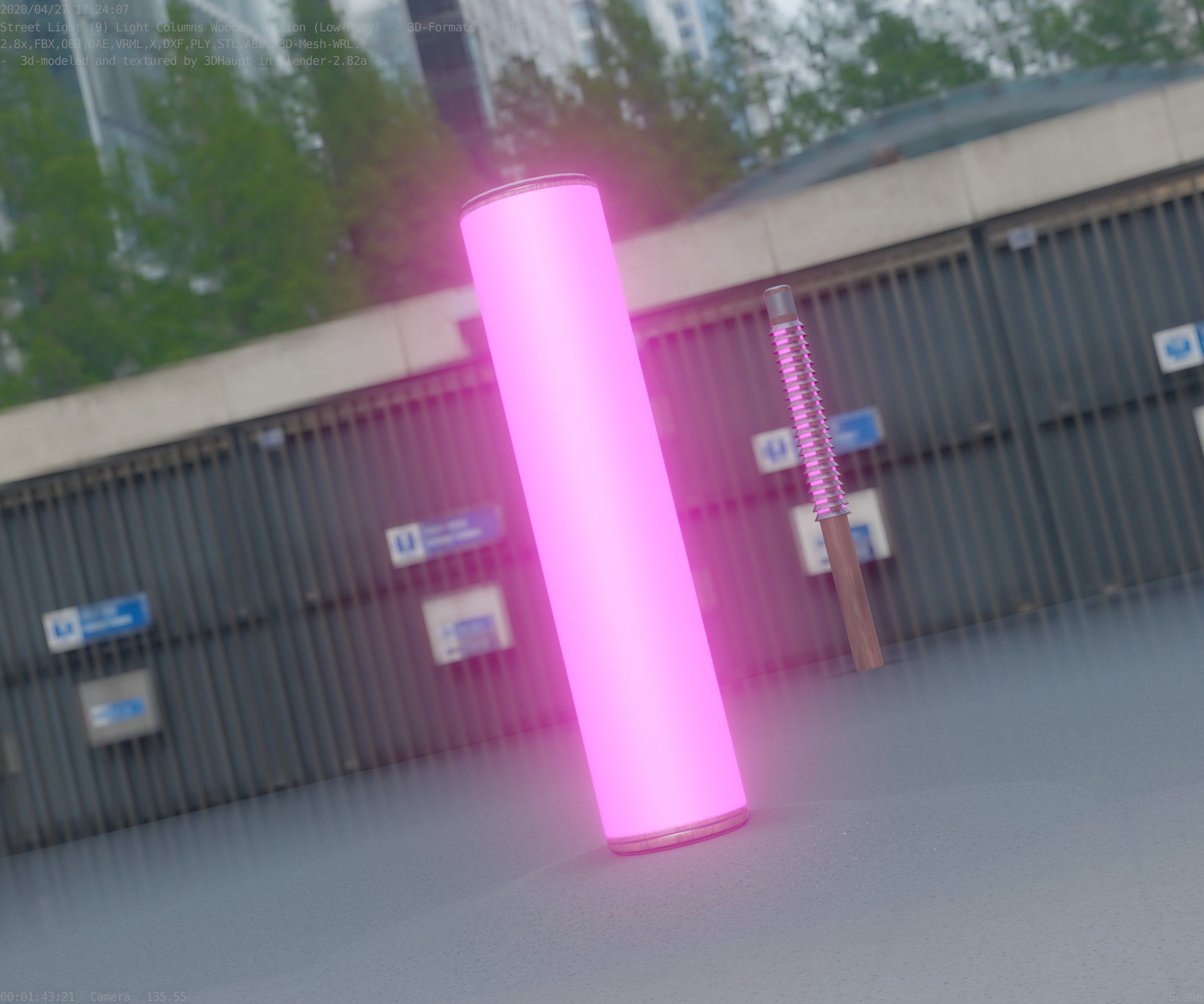 Wood Light-Column 25 - Low-Poly Street-Light Set-9 Low-poly 3D model_93