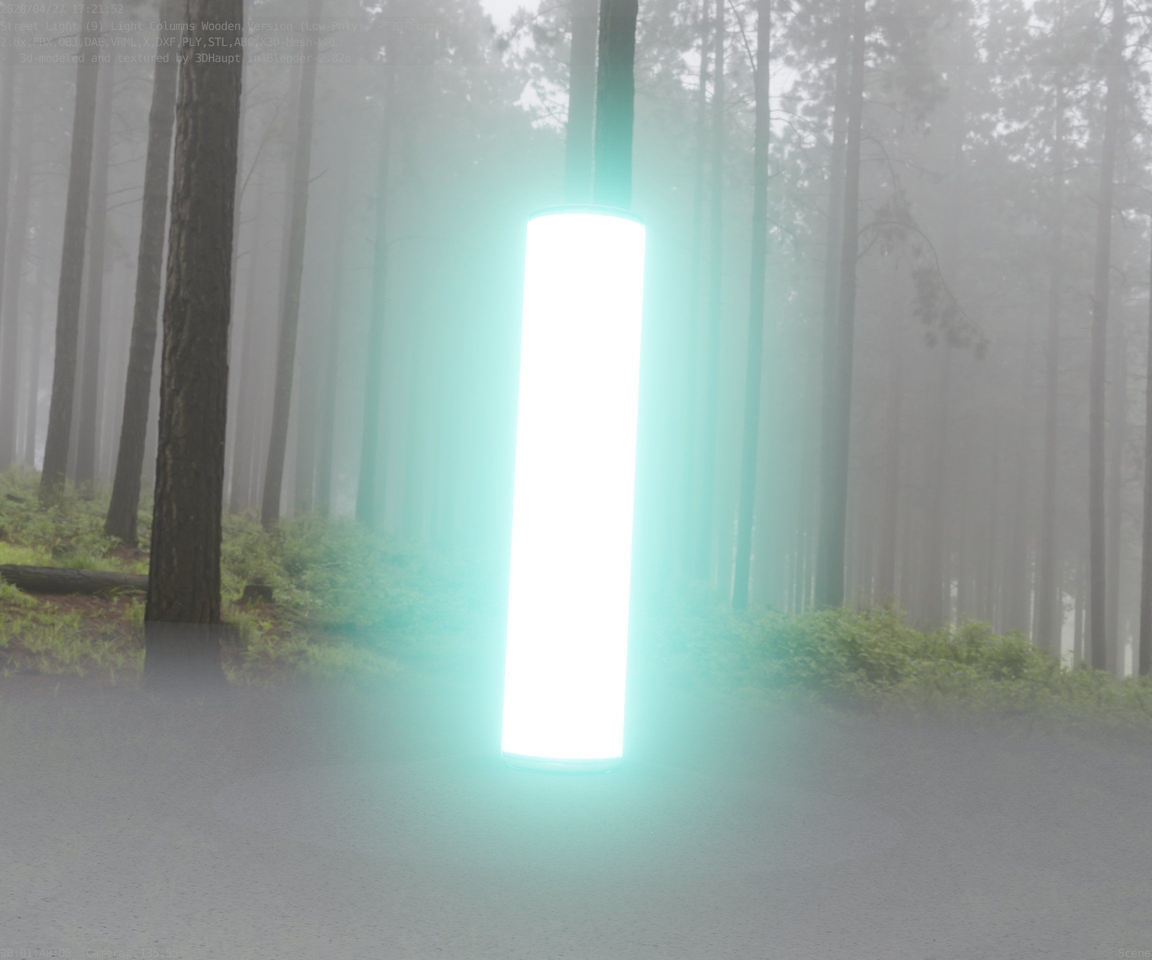 Wood Light-Column 25 - Low-Poly Street-Light Set-9 Low-poly 3D model_3