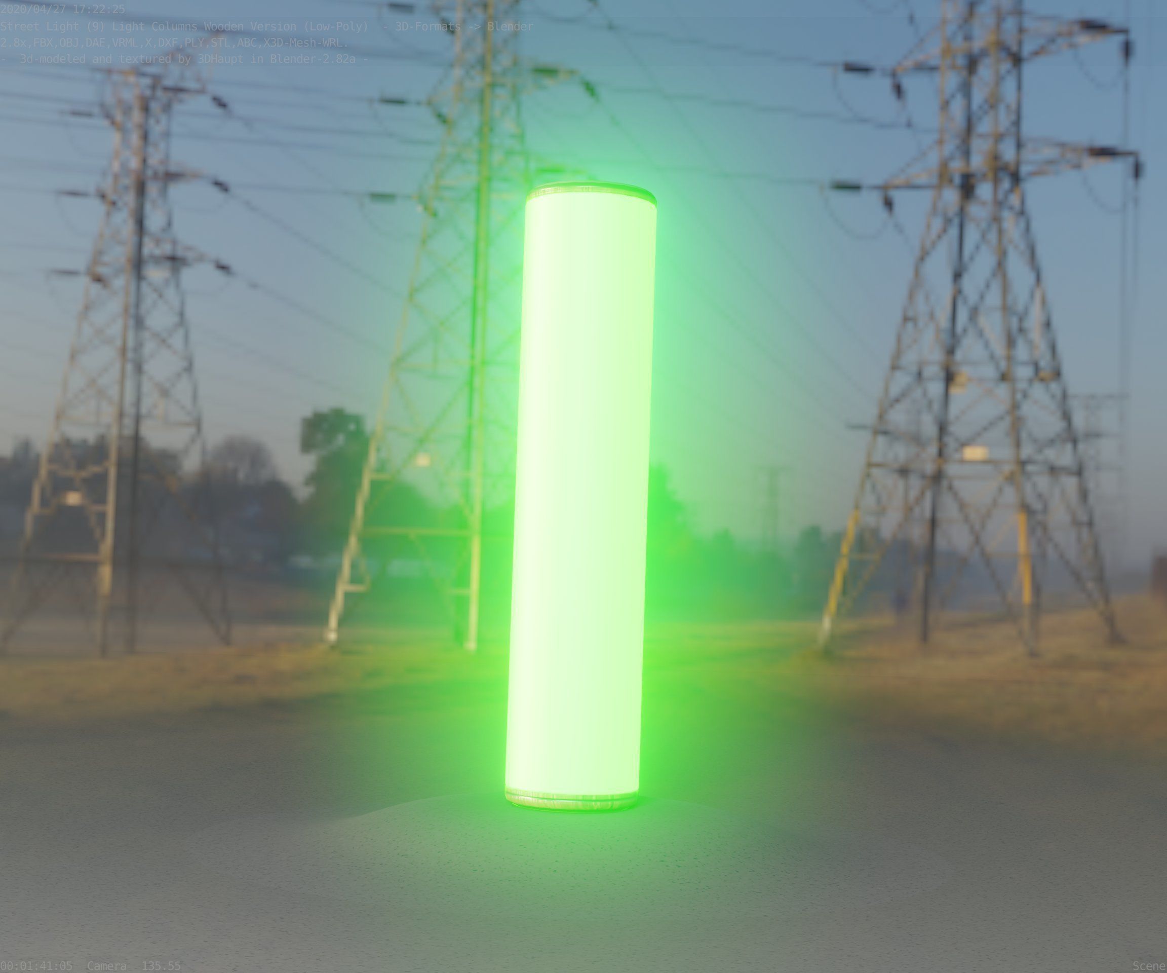 Wood Light-Column 25 - Low-Poly Street-Light Set-9 Low-poly 3D model_29