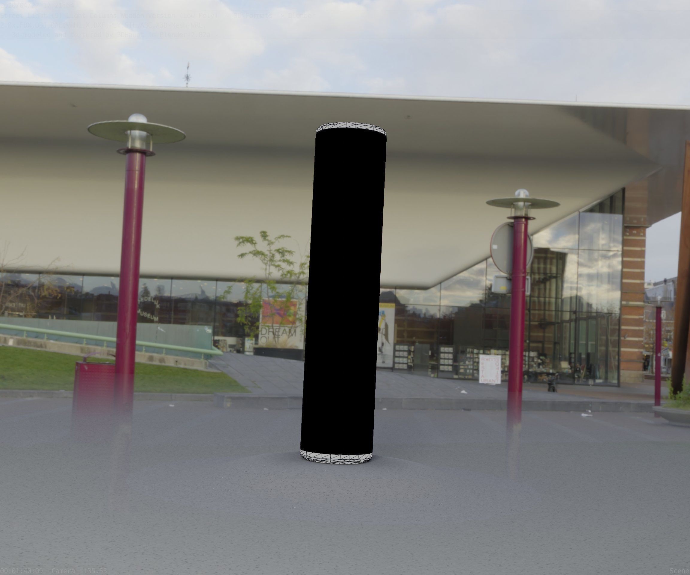 Wood Light-Column 25 - Low-Poly Street-Light Set-9 Low-poly 3D model_4