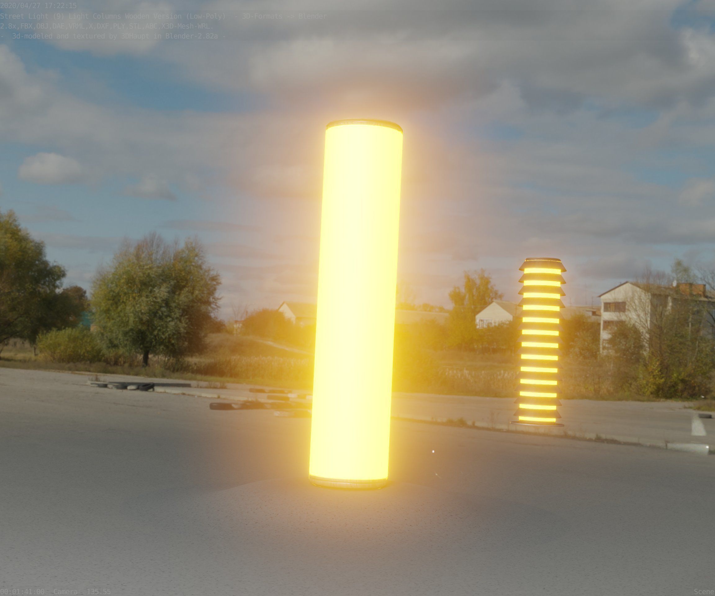 Wood Light-Column 25 - Low-Poly Street-Light Set-9 Low-poly 3D model_19