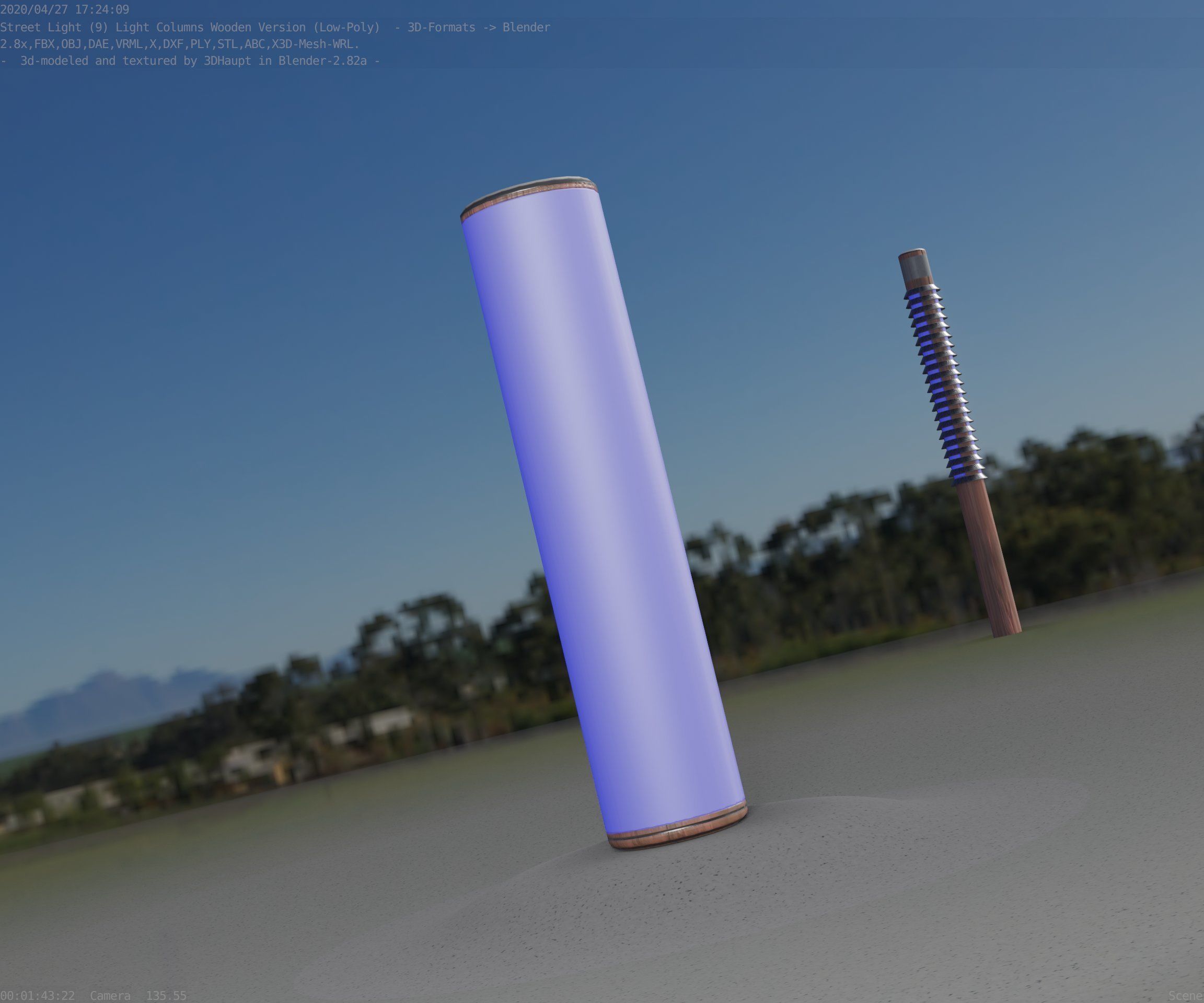 Wood Light-Column 25 - Low-Poly Street-Light Set-9 Low-poly 3D model_94