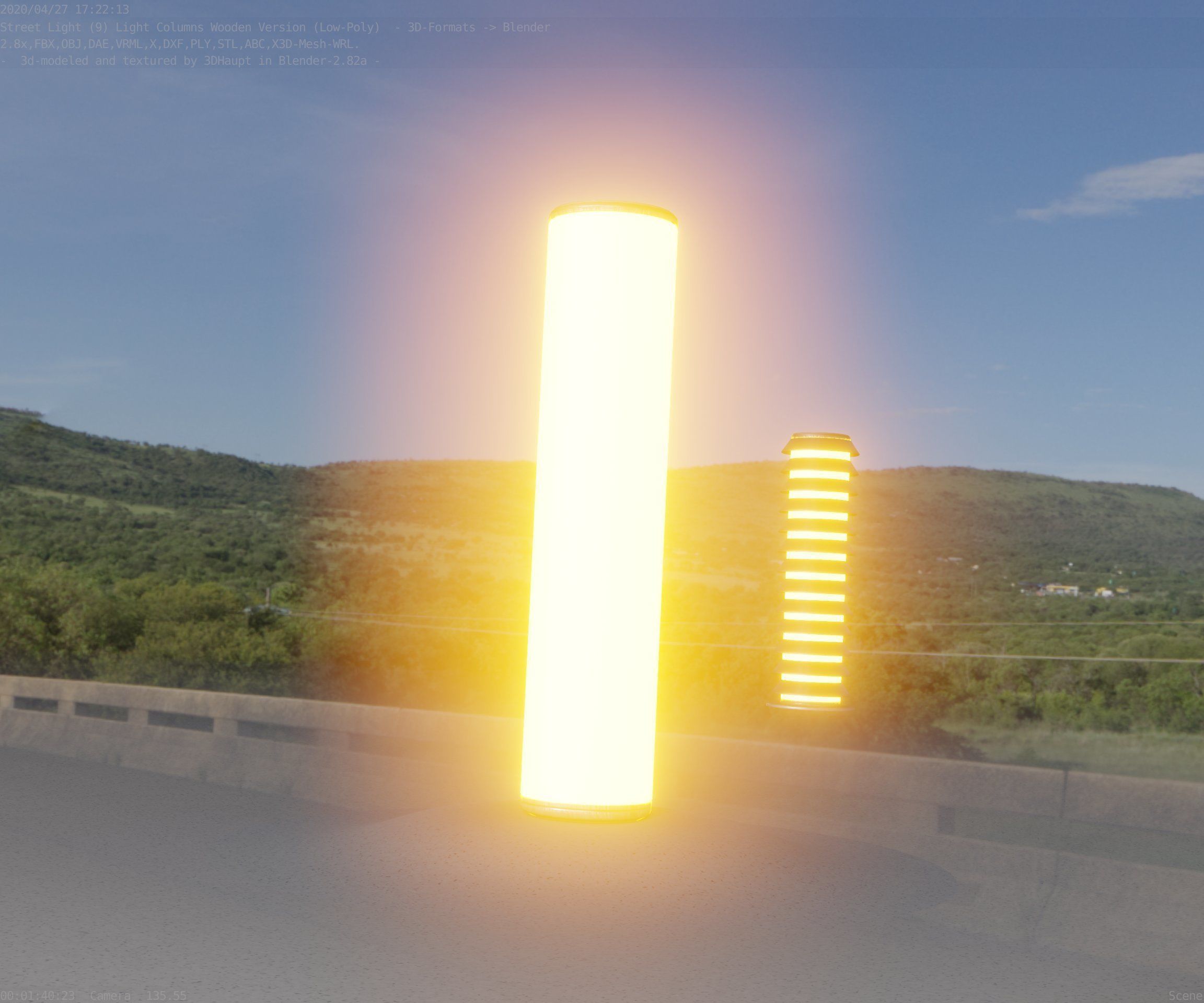 Wood Light-Column 25 - Low-Poly Street-Light Set-9 Low-poly 3D model_18