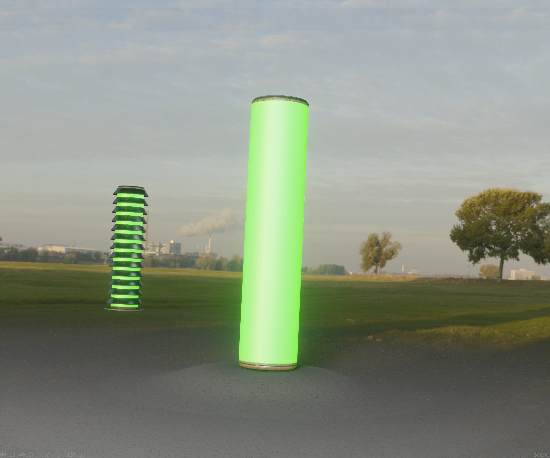 Wood Light-Column 25 - Low-Poly Street-Light Set-9 Low-poly 3D model_12