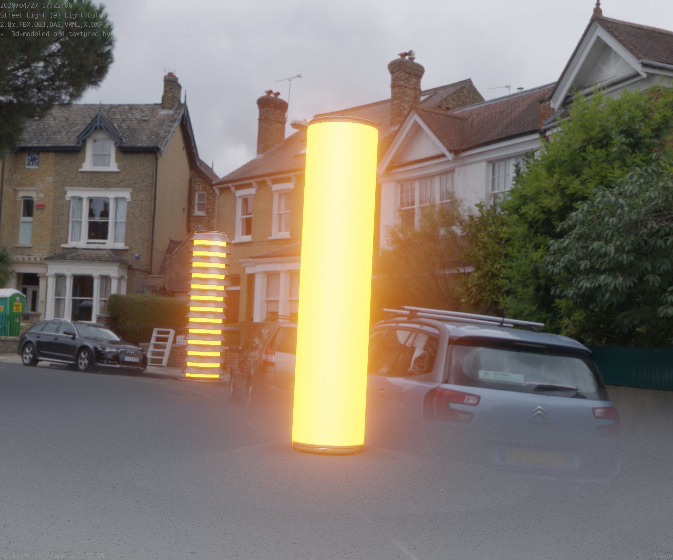 Wood Light-Column 25 - Low-Poly Street-Light Set-9 Low-poly 3D model_13