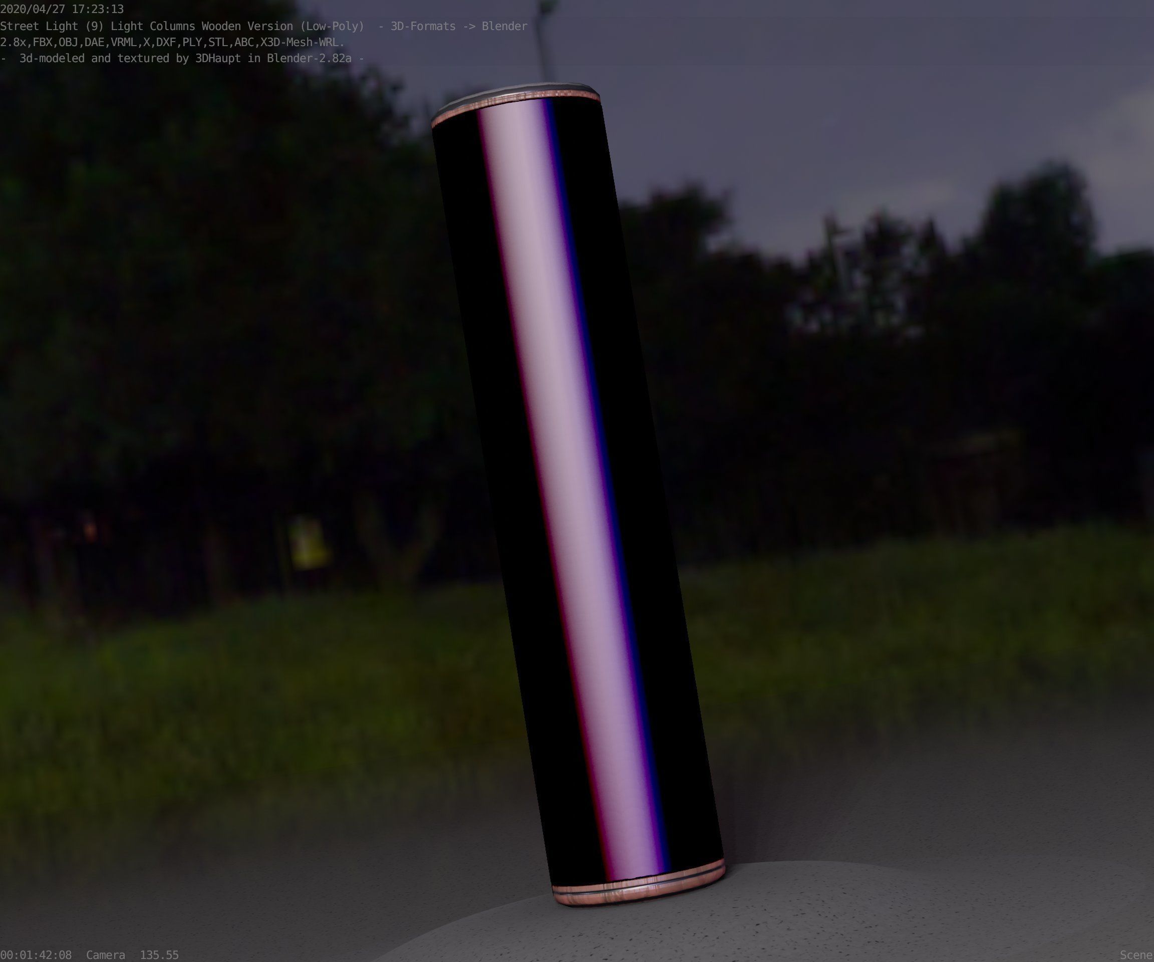 Wood Light-Column 25 - Low-Poly Street-Light Set-9 Low-poly 3D model_56
