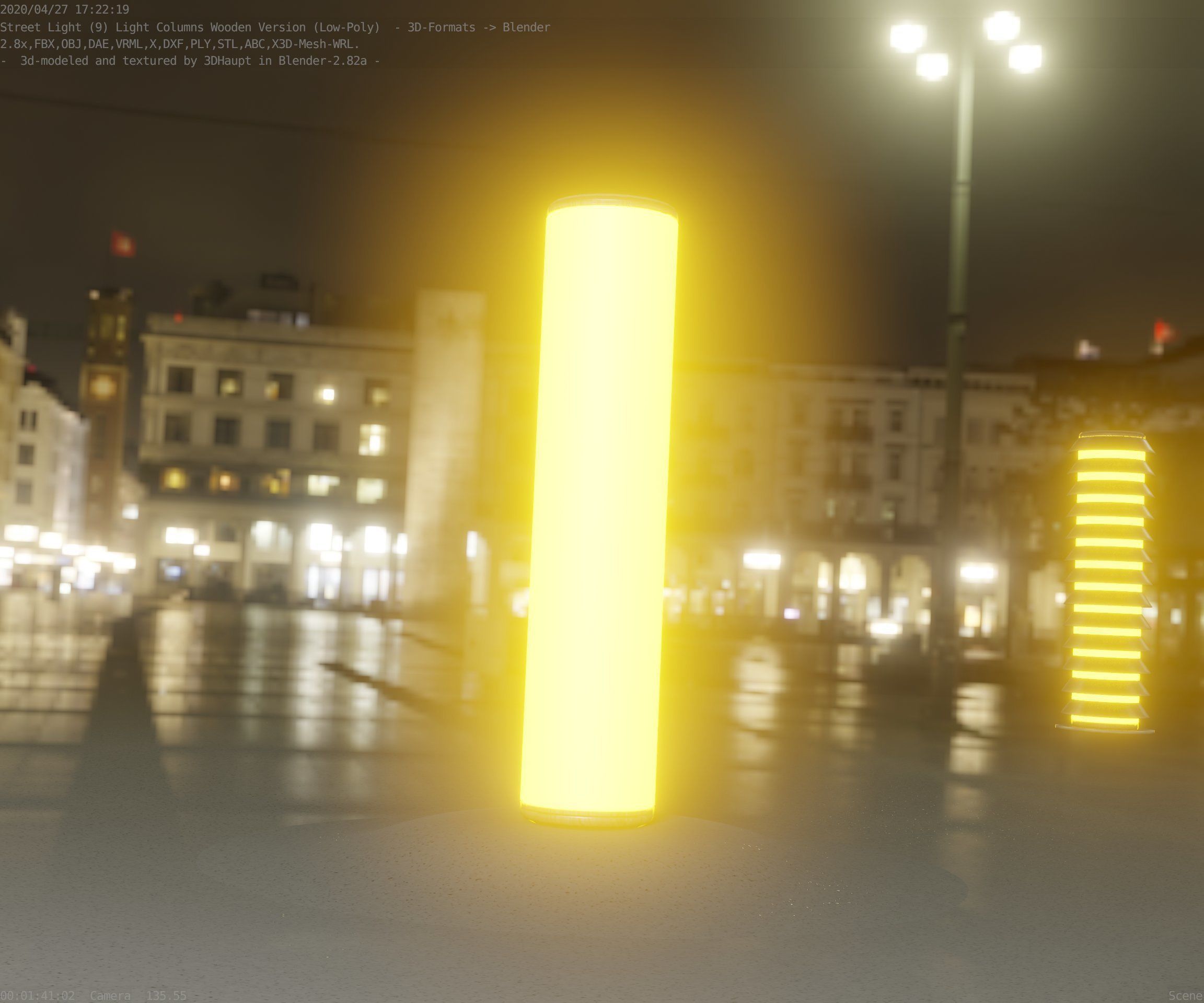 Wood Light-Column 25 - Low-Poly Street-Light Set-9 Low-poly 3D model_26