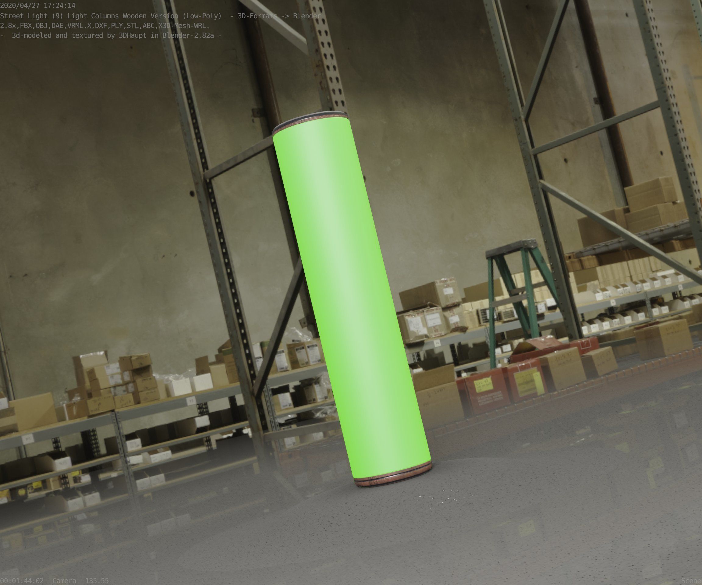 Wood Light-Column 25 - Low-Poly Street-Light Set-9 Low-poly 3D model_98