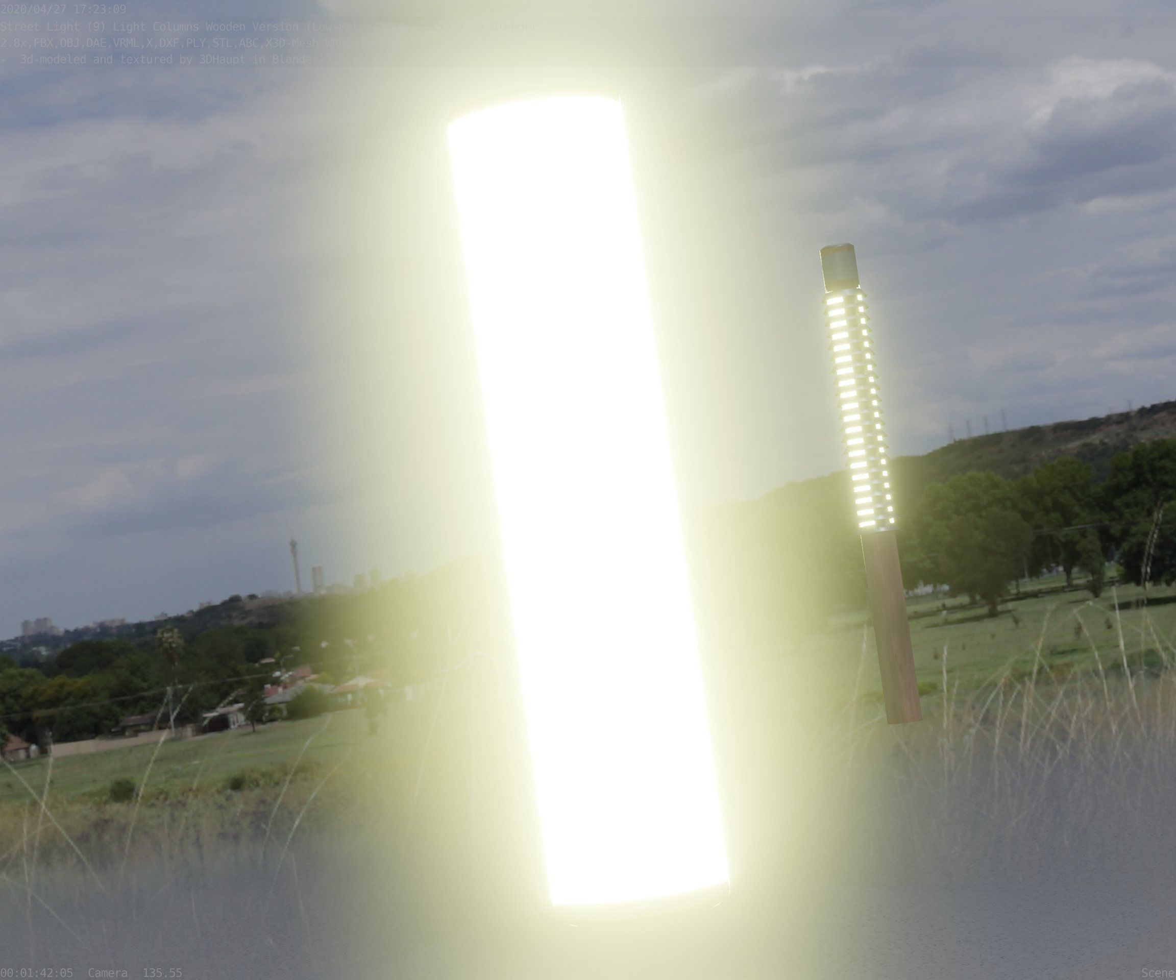 Wood Light-Column 25 - Low-Poly Street-Light Set-9 Low-poly 3D model_53