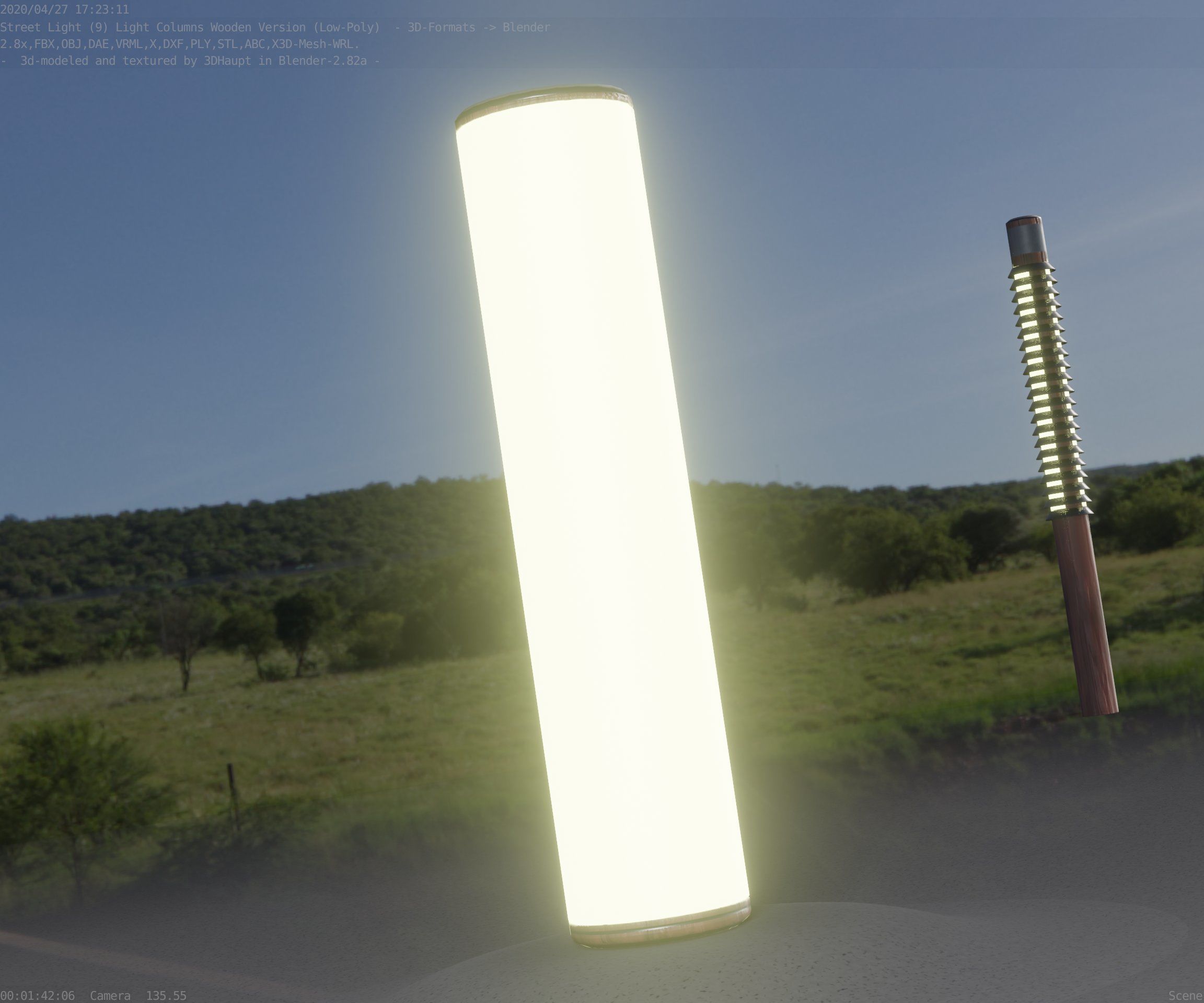 Wood Light-Column 25 - Low-Poly Street-Light Set-9 Low-poly 3D model_54