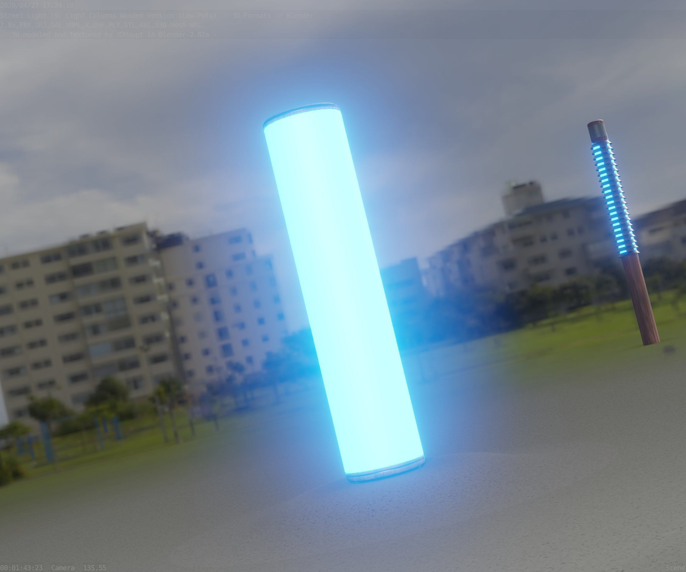 Wood Light-Column 25 - Low-Poly Street-Light Set-9 Low-poly 3D model_95