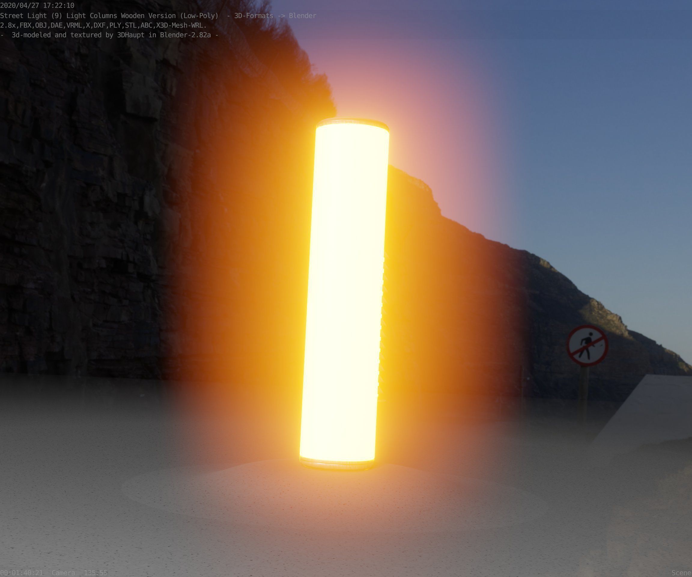 Wood Light-Column 25 - Low-Poly Street-Light Set-9 Low-poly 3D model_16