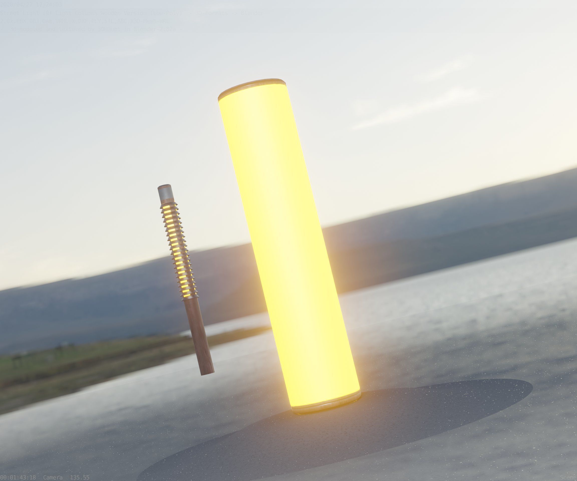 Wood Light-Column 25 - Low-Poly Street-Light Set-9 Low-poly 3D model_90