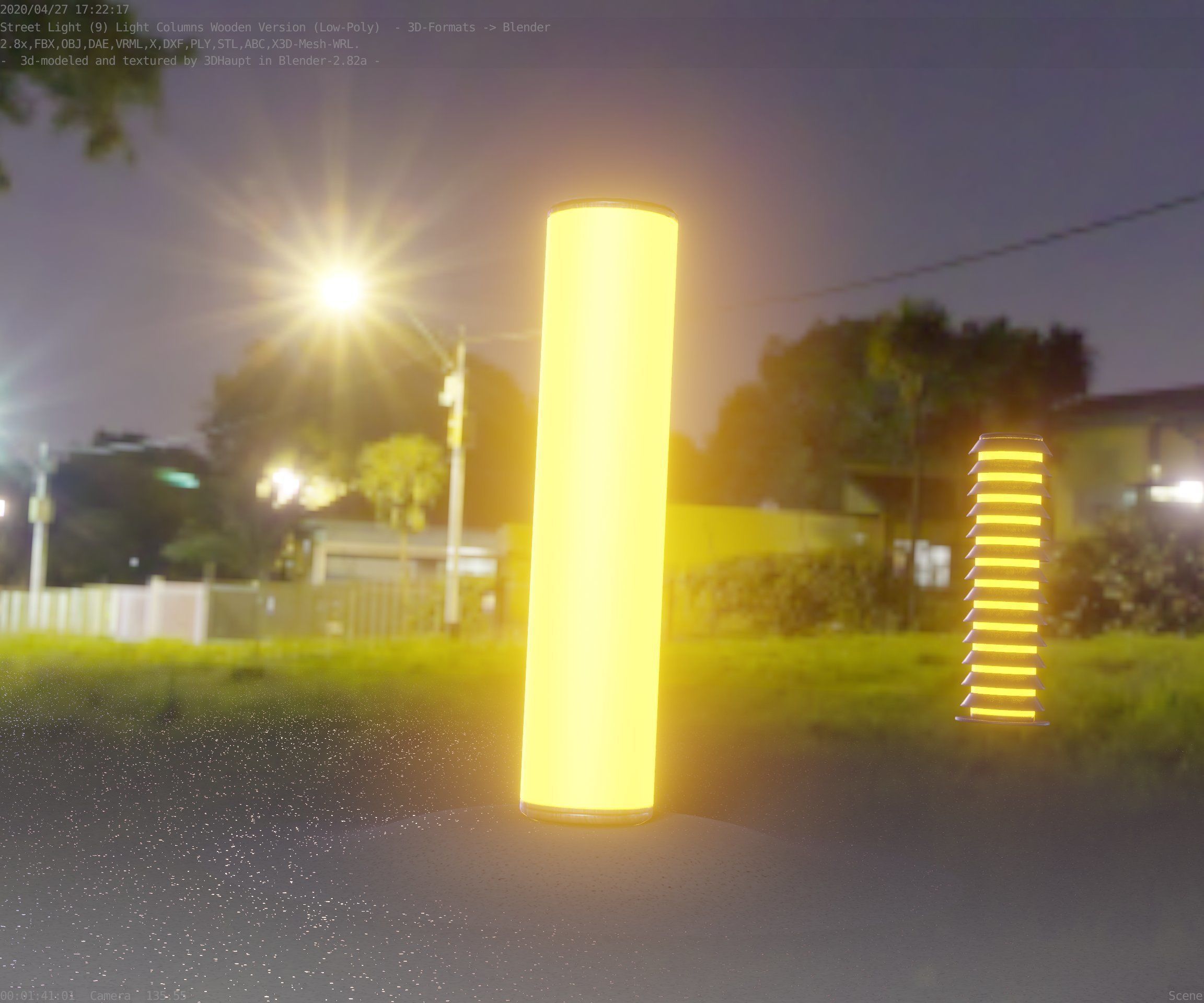 Wood Light-Column 25 - Low-Poly Street-Light Set-9 Low-poly 3D model_20