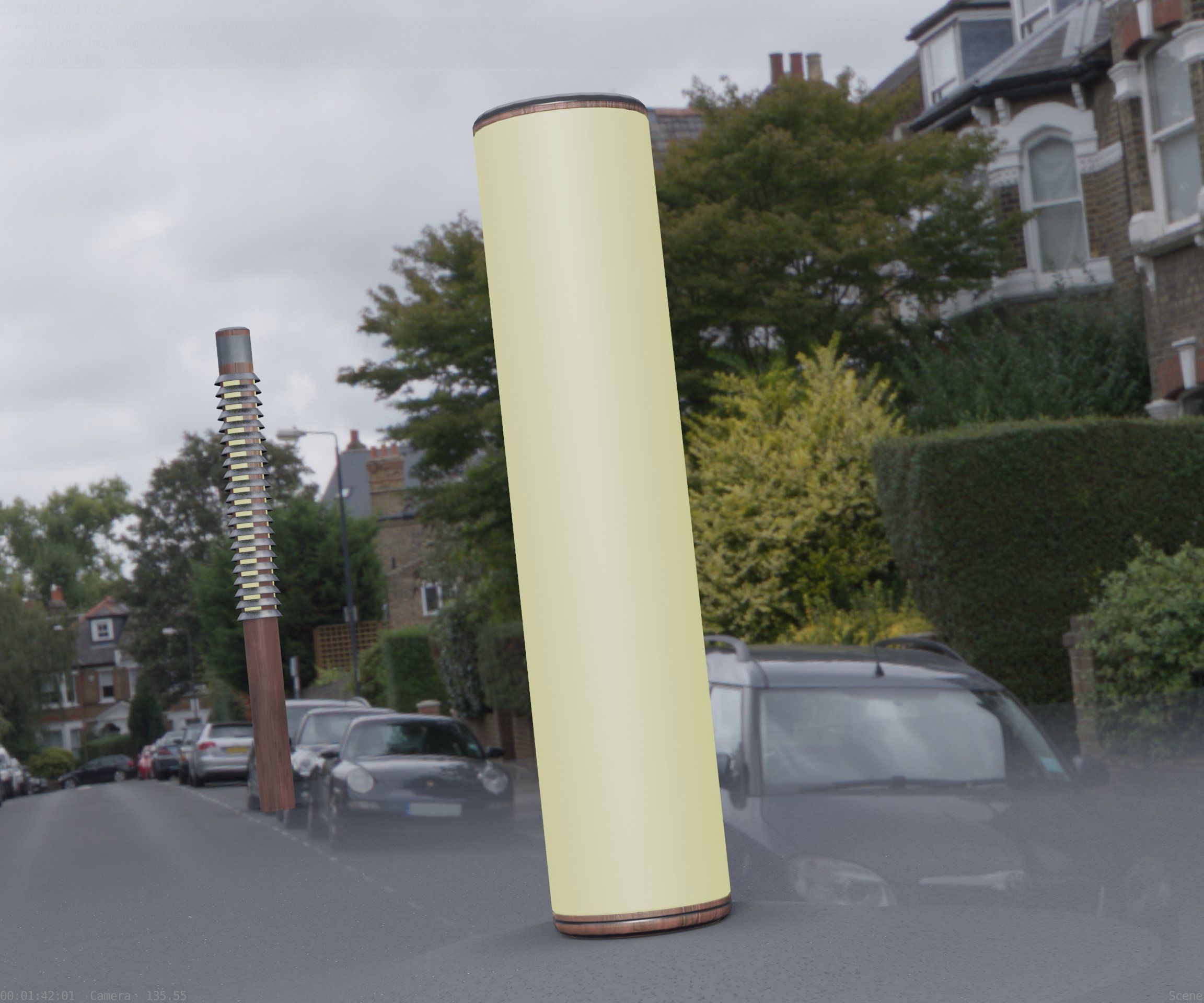 Wood Light-Column 25 - Low-Poly Street-Light Set-9 Low-poly 3D model_49