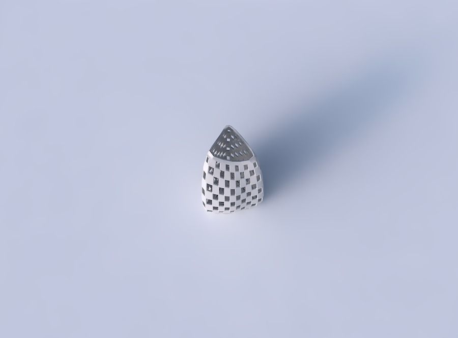 Vase curved tipping triangle 2 with checker grid lattice 3D print model_2