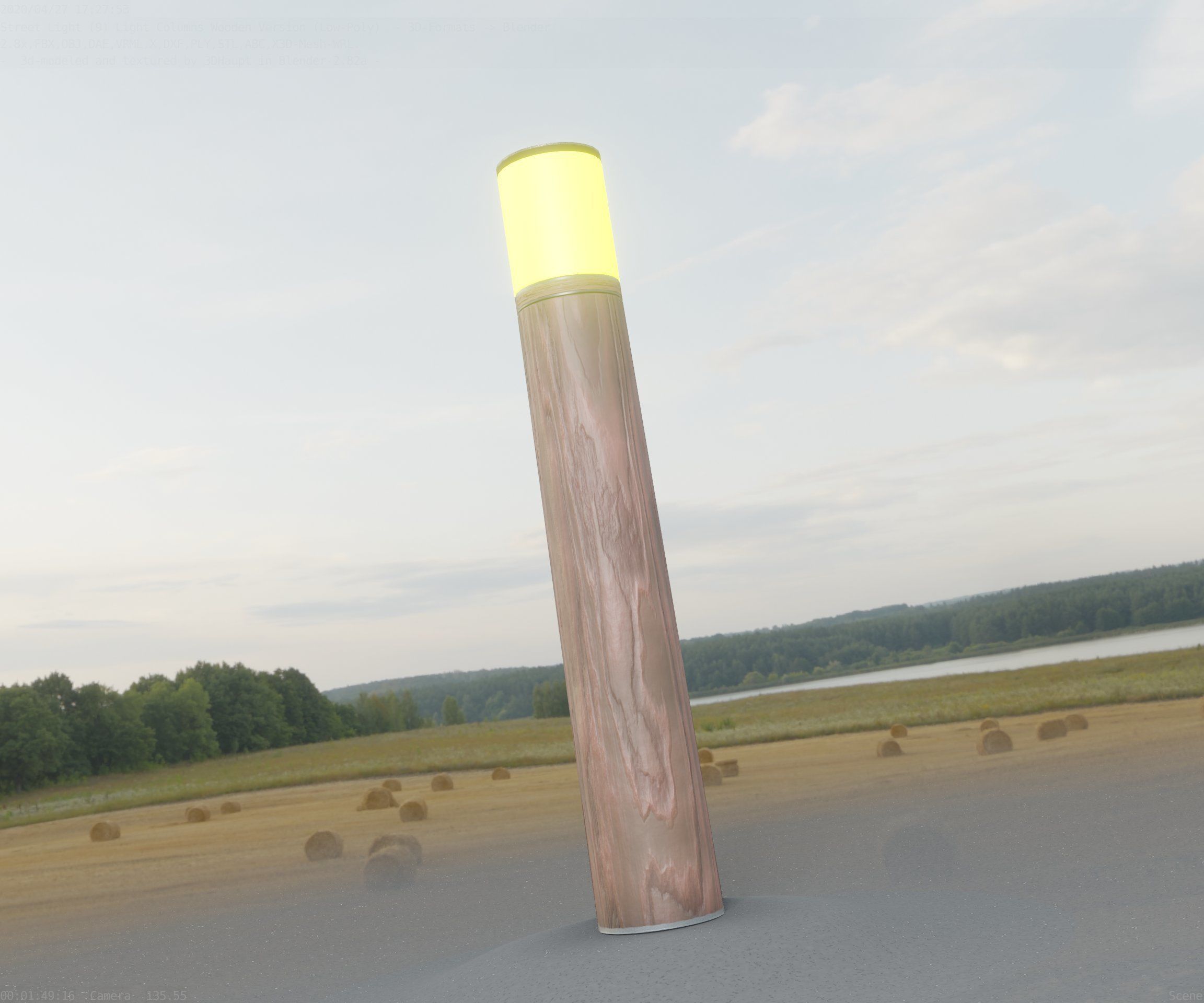 Wooden Light-Column 27- Low-Poly Street-Light Set-9 Low-poly 3D model_33