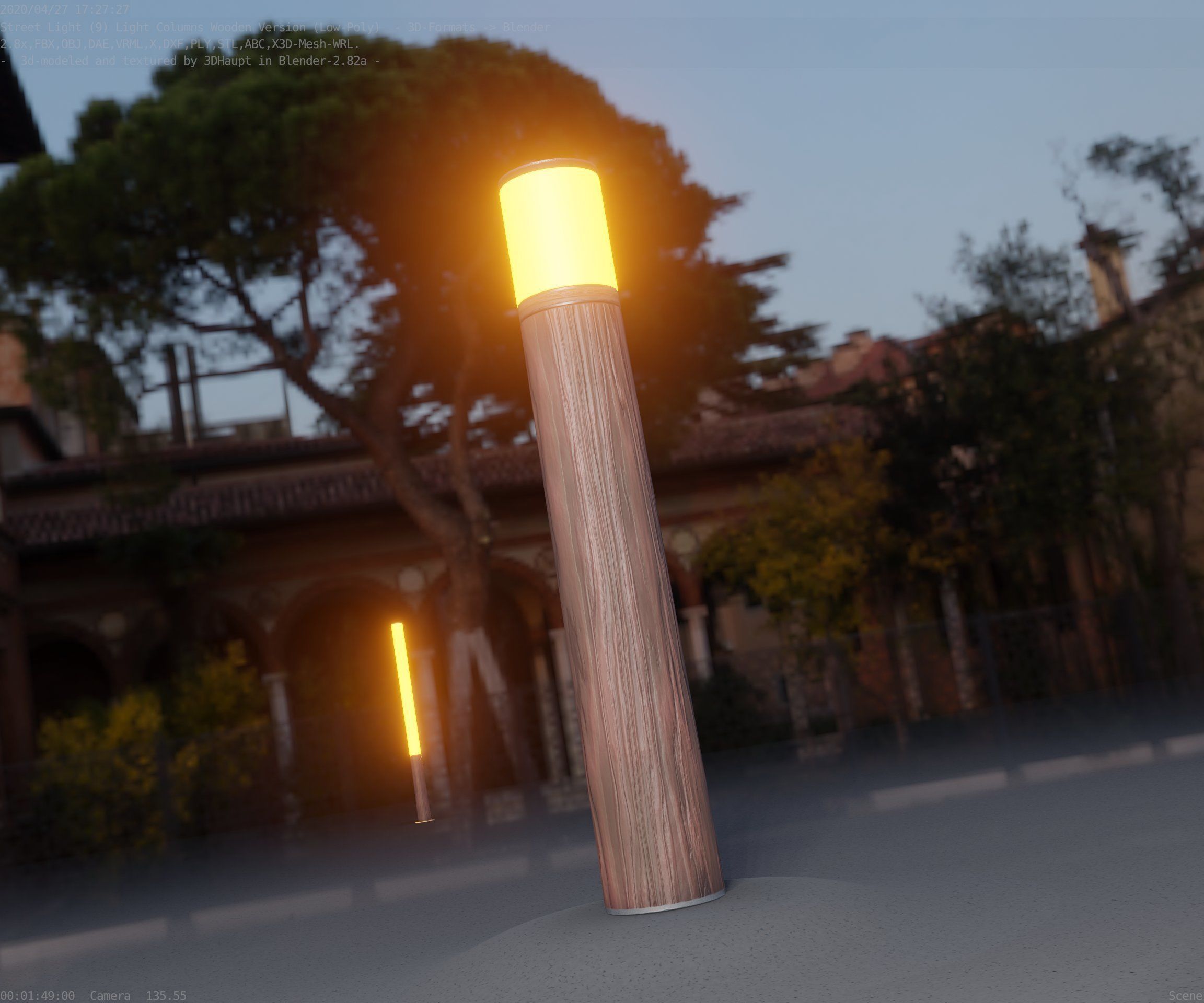 Wooden Light-Column 27- Low-Poly Street-Light Set-9 Low-poly 3D model_15