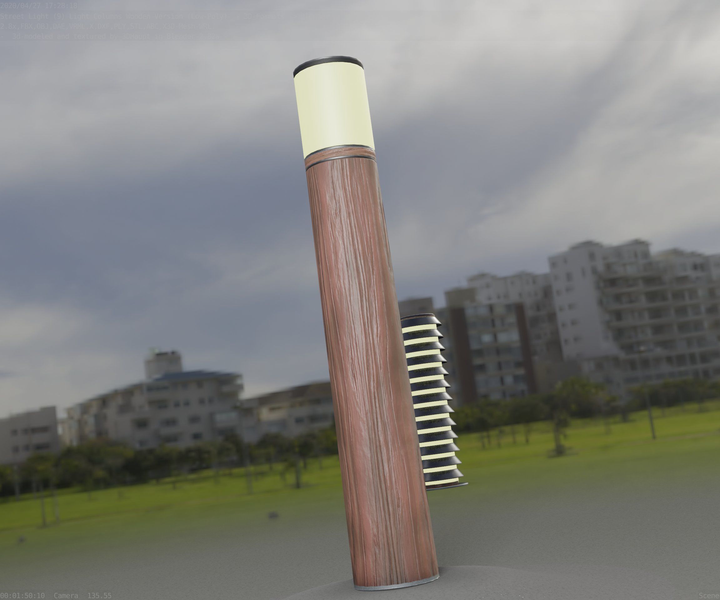 Wooden Light-Column 27- Low-Poly Street-Light Set-9 Low-poly 3D model_51