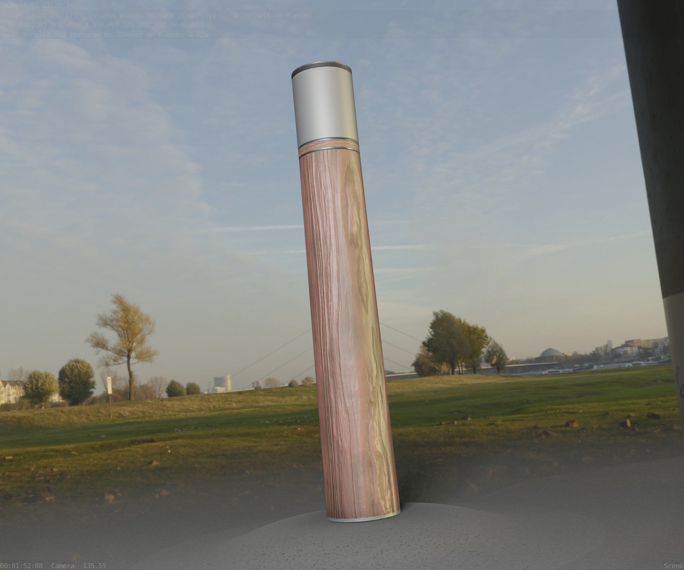 Wooden Light-Column 27- Low-Poly Street-Light Set-9 Low-poly 3D model_97