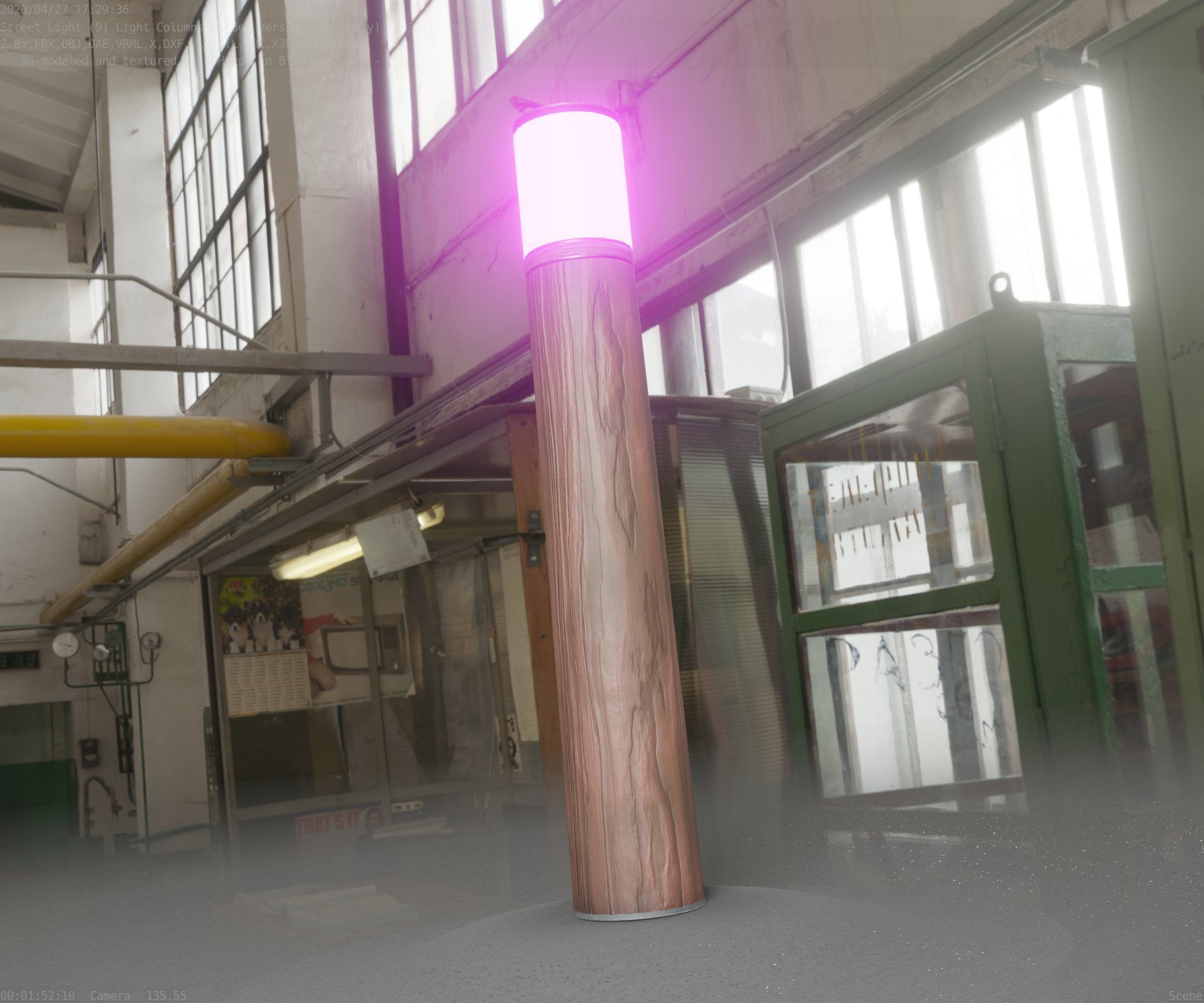 Wooden Light-Column 27- Low-Poly Street-Light Set-9 Low-poly 3D model_99