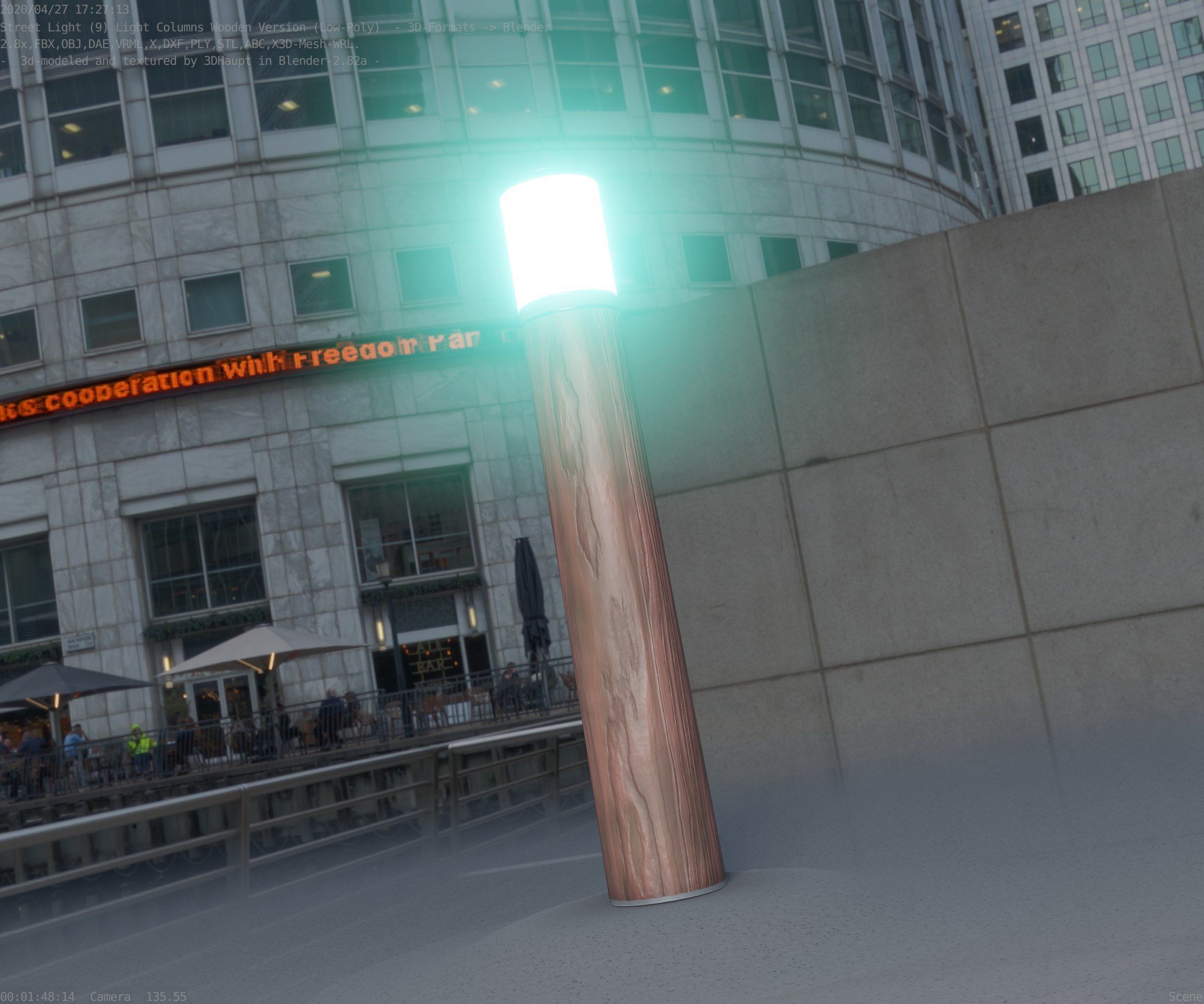 Wooden Light-Column 27- Low-Poly Street-Light Set-9 Low-poly 3D model_6