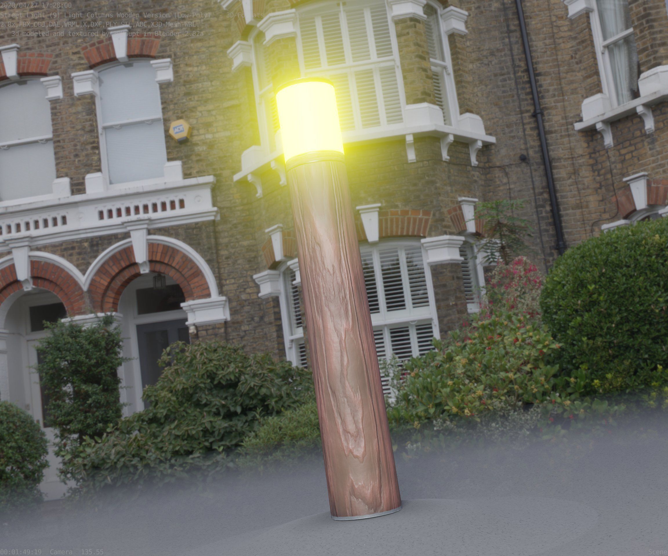Wooden Light-Column 27- Low-Poly Street-Light Set-9 Low-poly 3D model_36