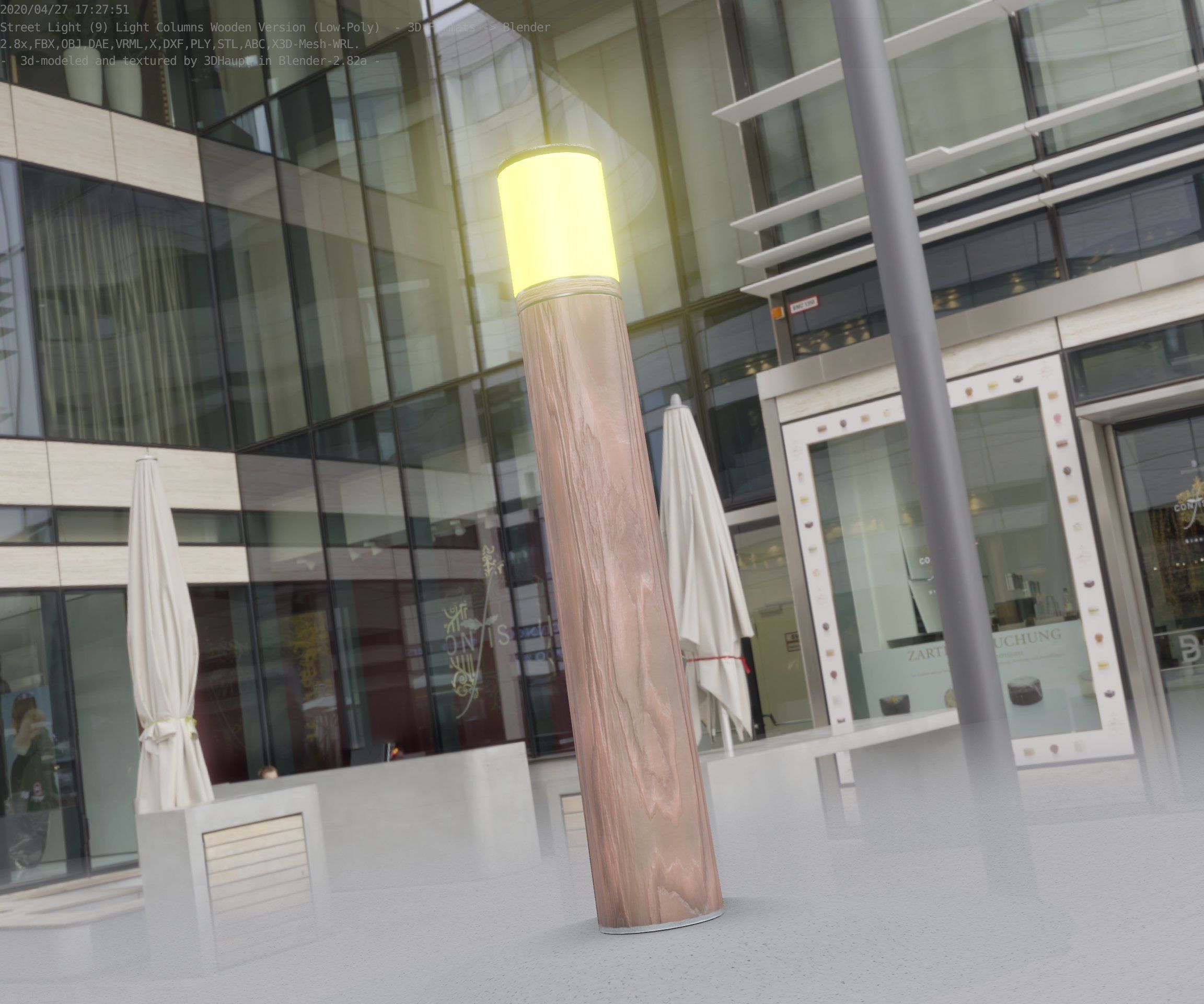 Wooden Light-Column 27- Low-Poly Street-Light Set-9 Low-poly 3D model_32