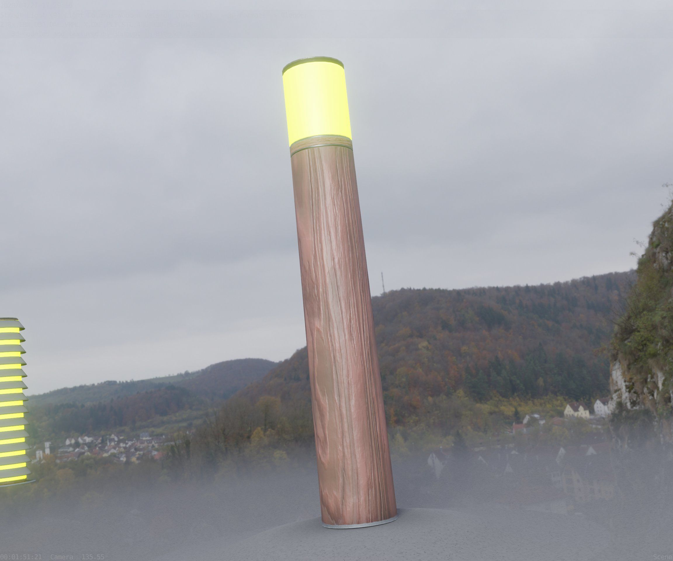 Wooden Light-Column 27- Low-Poly Street-Light Set-9 Low-poly 3D model_86