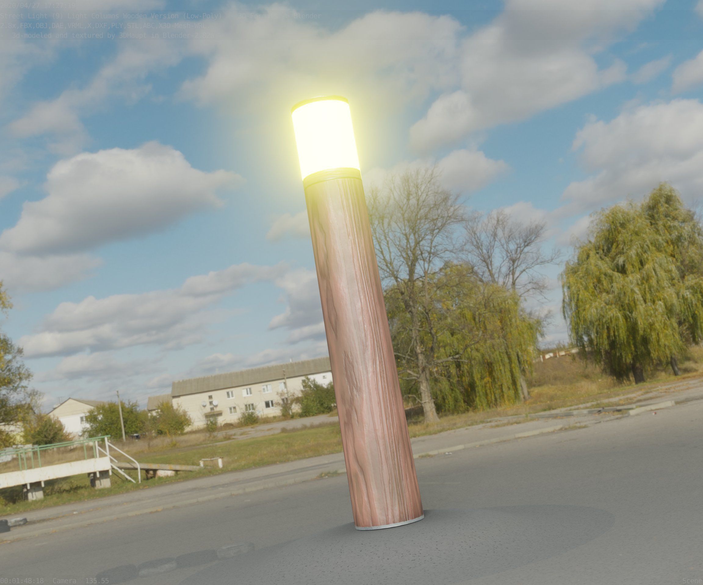 Wooden Light-Column 27- Low-Poly Street-Light Set-9 Low-poly 3D model_10