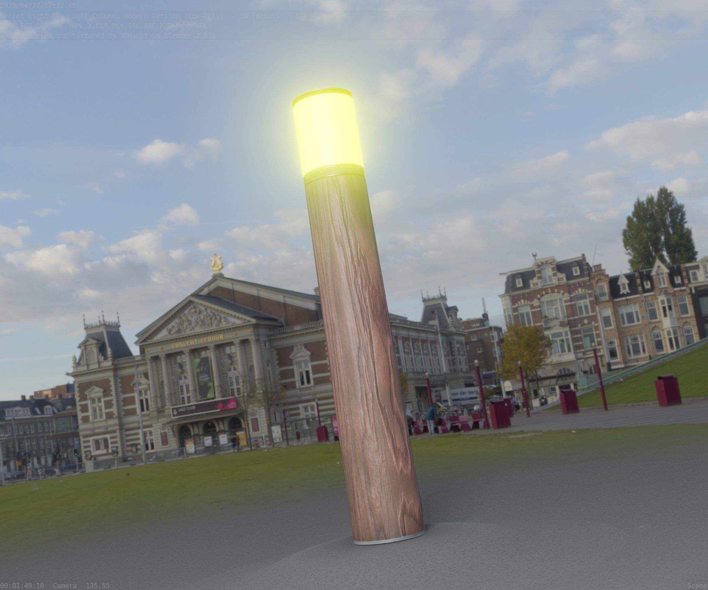 Wooden Light-Column 27- Low-Poly Street-Light Set-9 Low-poly 3D model_25