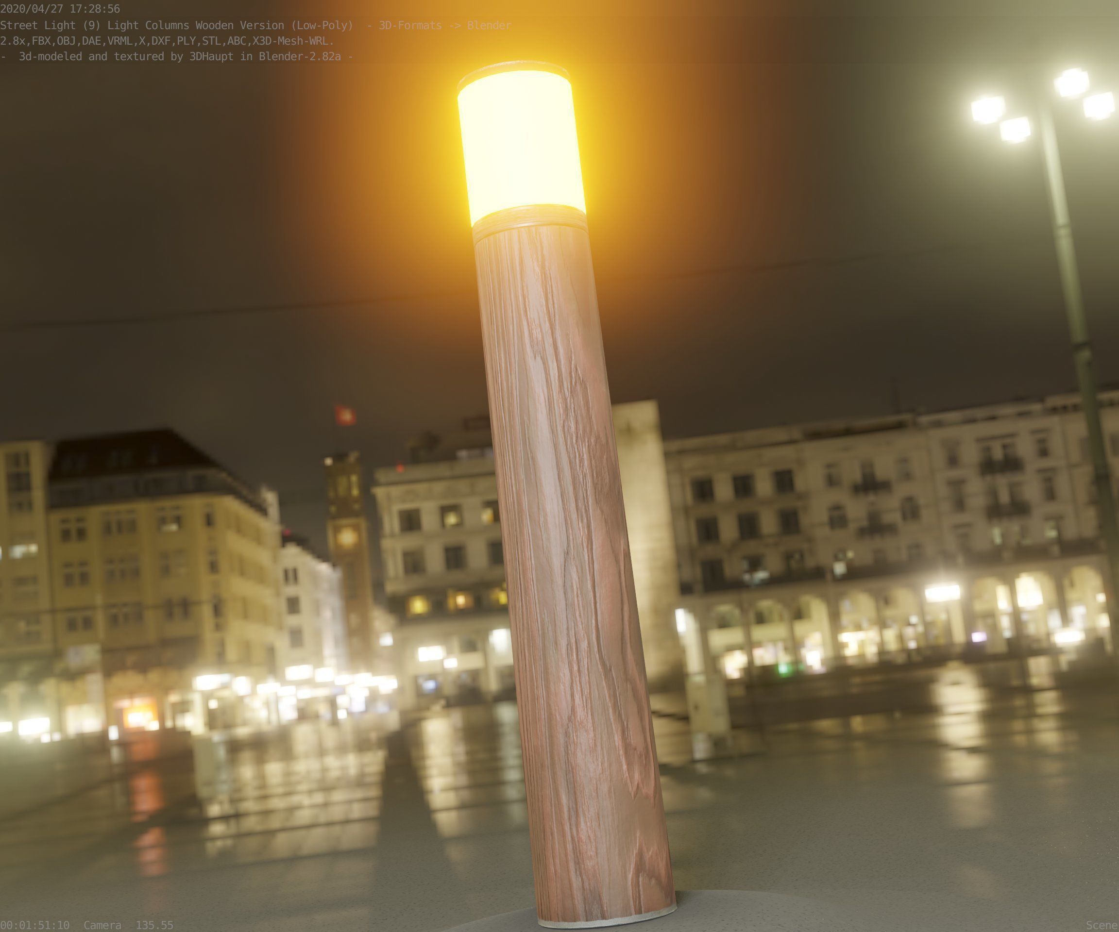 Wooden Light-Column 27- Low-Poly Street-Light Set-9 Low-poly 3D model_75