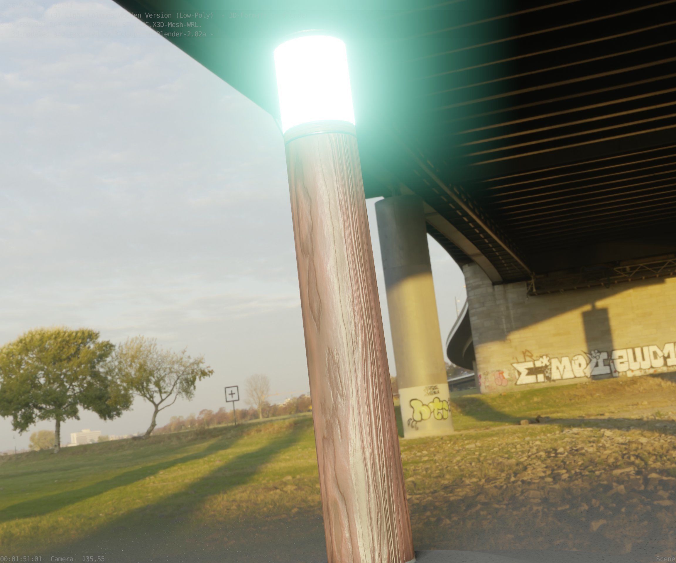 Wooden Light-Column 27- Low-Poly Street-Light Set-9 Low-poly 3D model_66