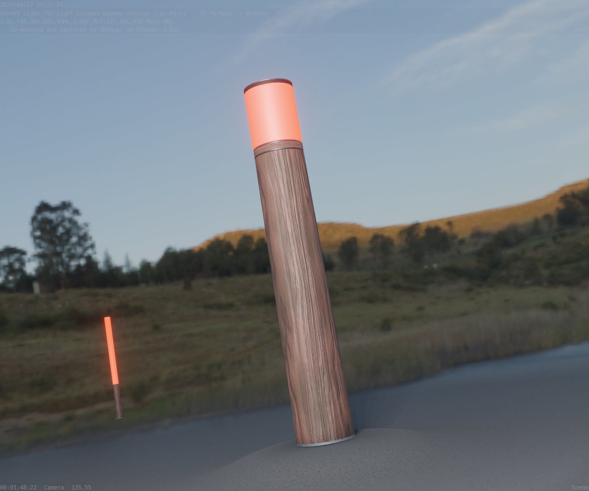 Wooden Light-Column 27- Low-Poly Street-Light Set-9 Low-poly 3D model_14