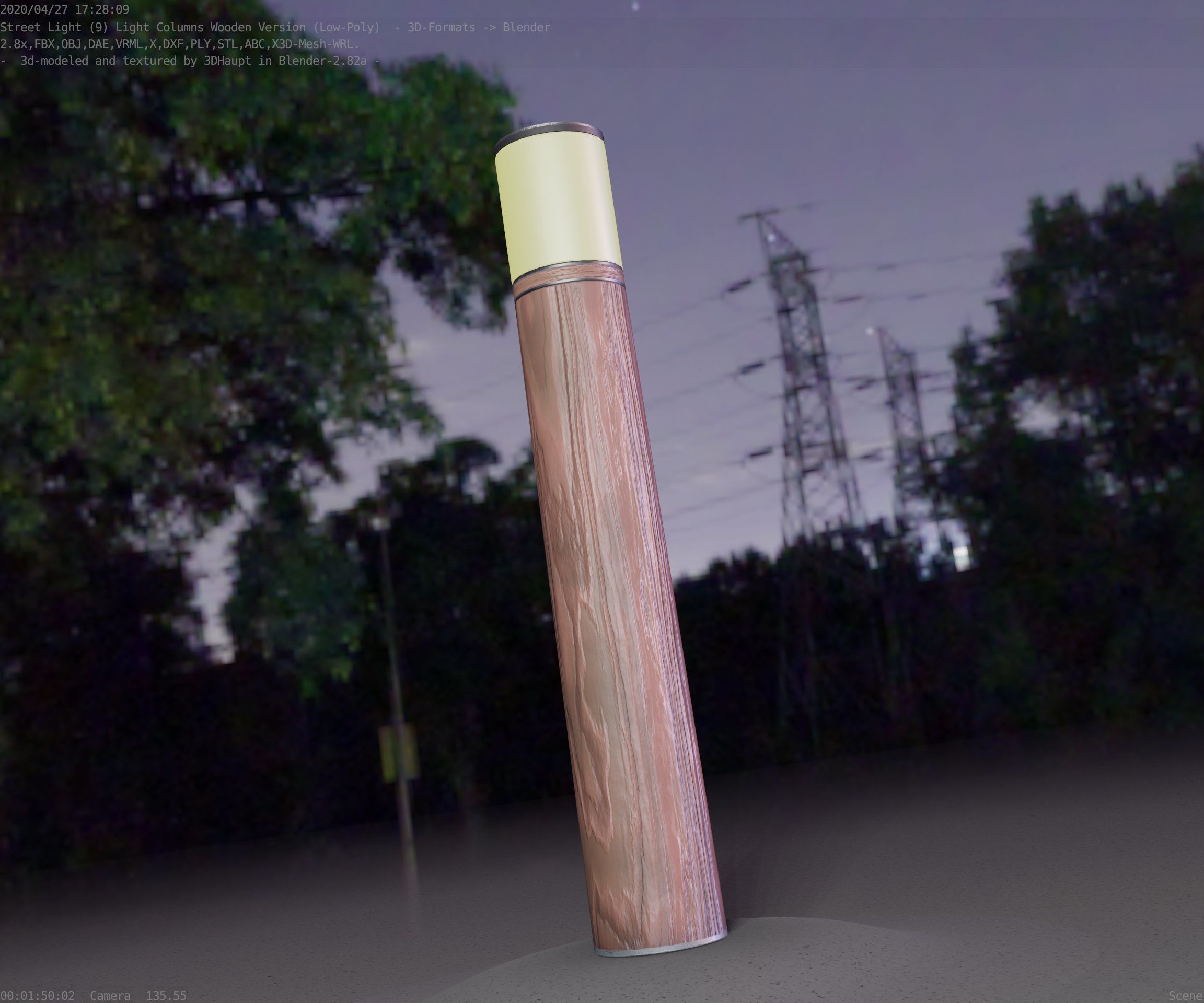 Wooden Light-Column 27- Low-Poly Street-Light Set-9 Low-poly 3D model_43