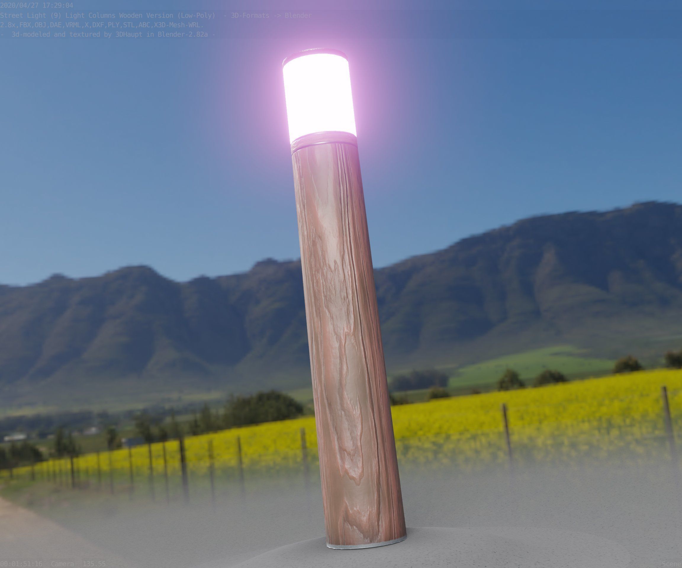 Wooden Light-Column 27- Low-Poly Street-Light Set-9 Low-poly 3D model_81