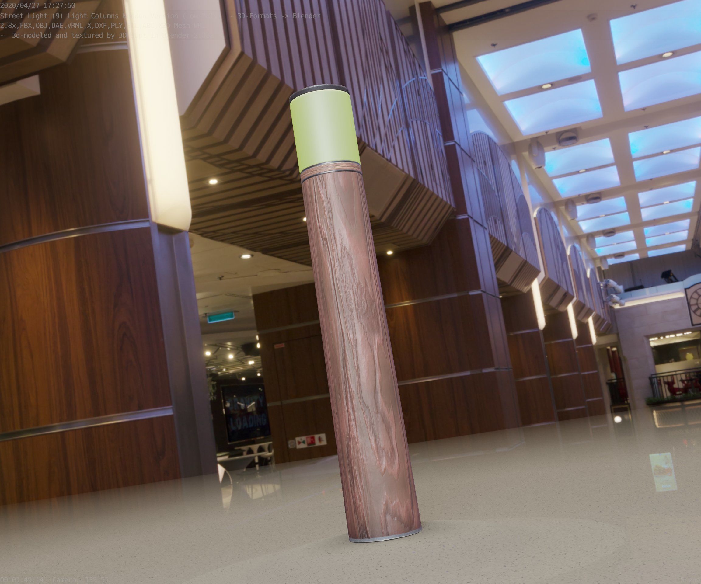 Wooden Light-Column 27- Low-Poly Street-Light Set-9 Low-poly 3D model_30