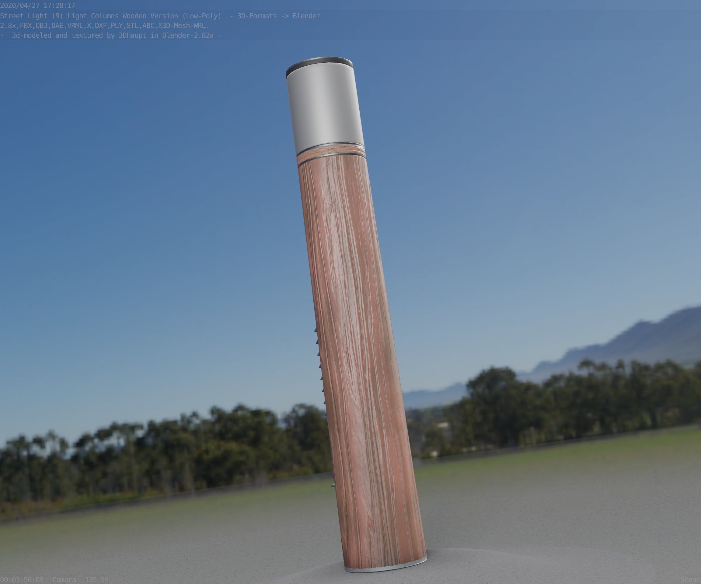 Wooden Light-Column 27- Low-Poly Street-Light Set-9 Low-poly 3D model_50