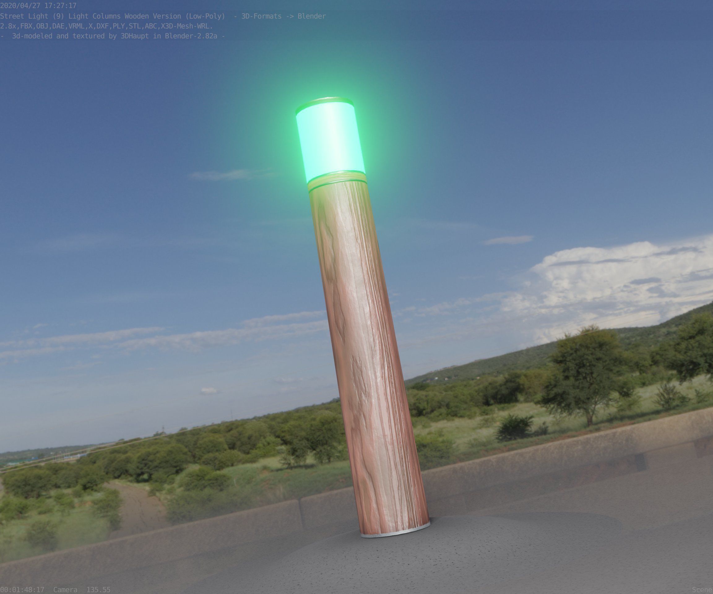 Wooden Light-Column 27- Low-Poly Street-Light Set-9 Low-poly 3D model_9