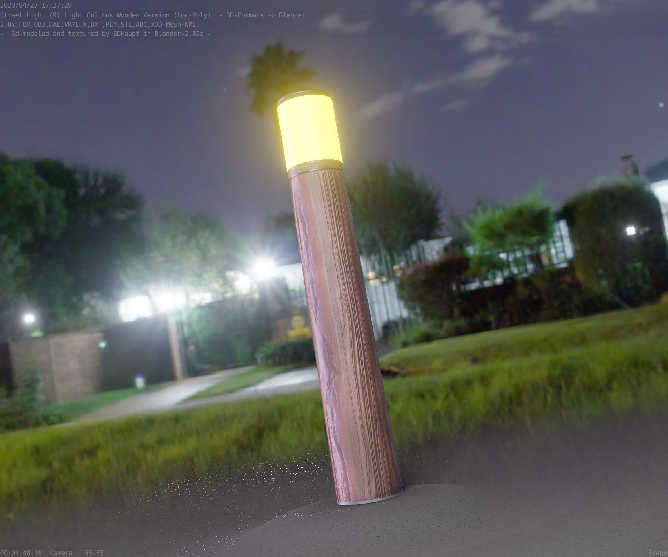 Wooden Light-Column 27- Low-Poly Street-Light Set-9 Low-poly 3D model_11