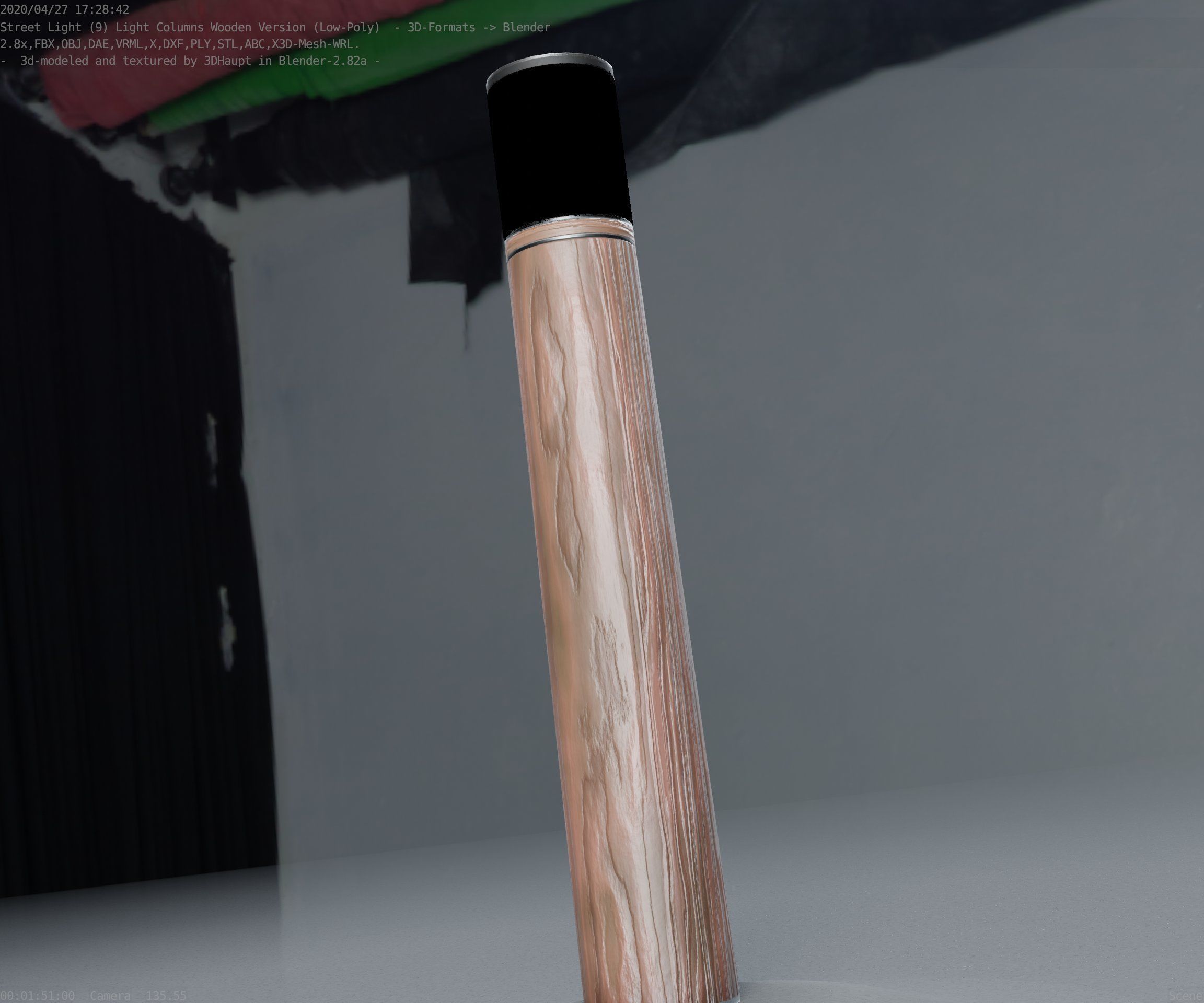 Wooden Light-Column 27- Low-Poly Street-Light Set-9 Low-poly 3D model_65