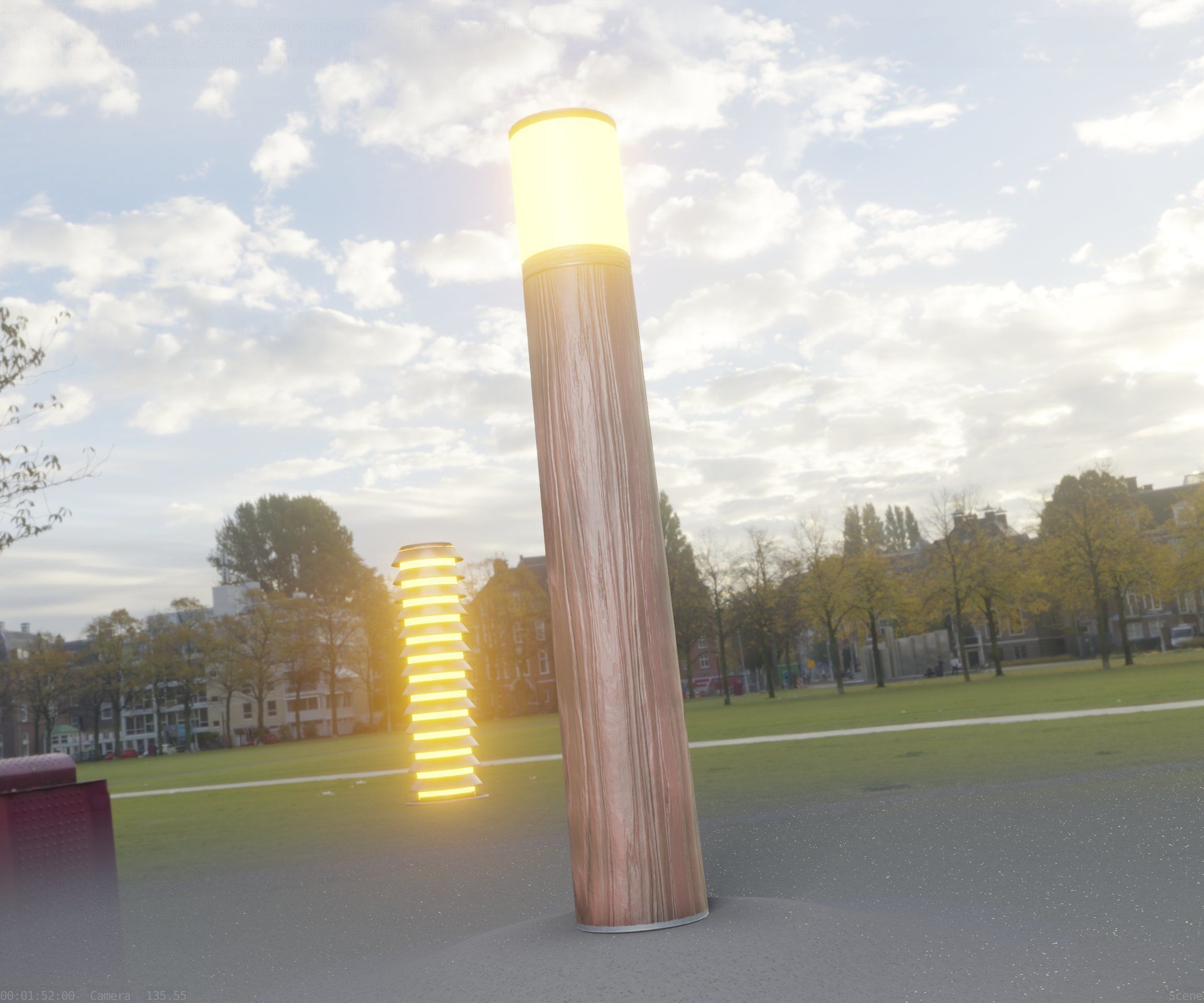 Wooden Light-Column 27- Low-Poly Street-Light Set-9 Low-poly 3D model_89