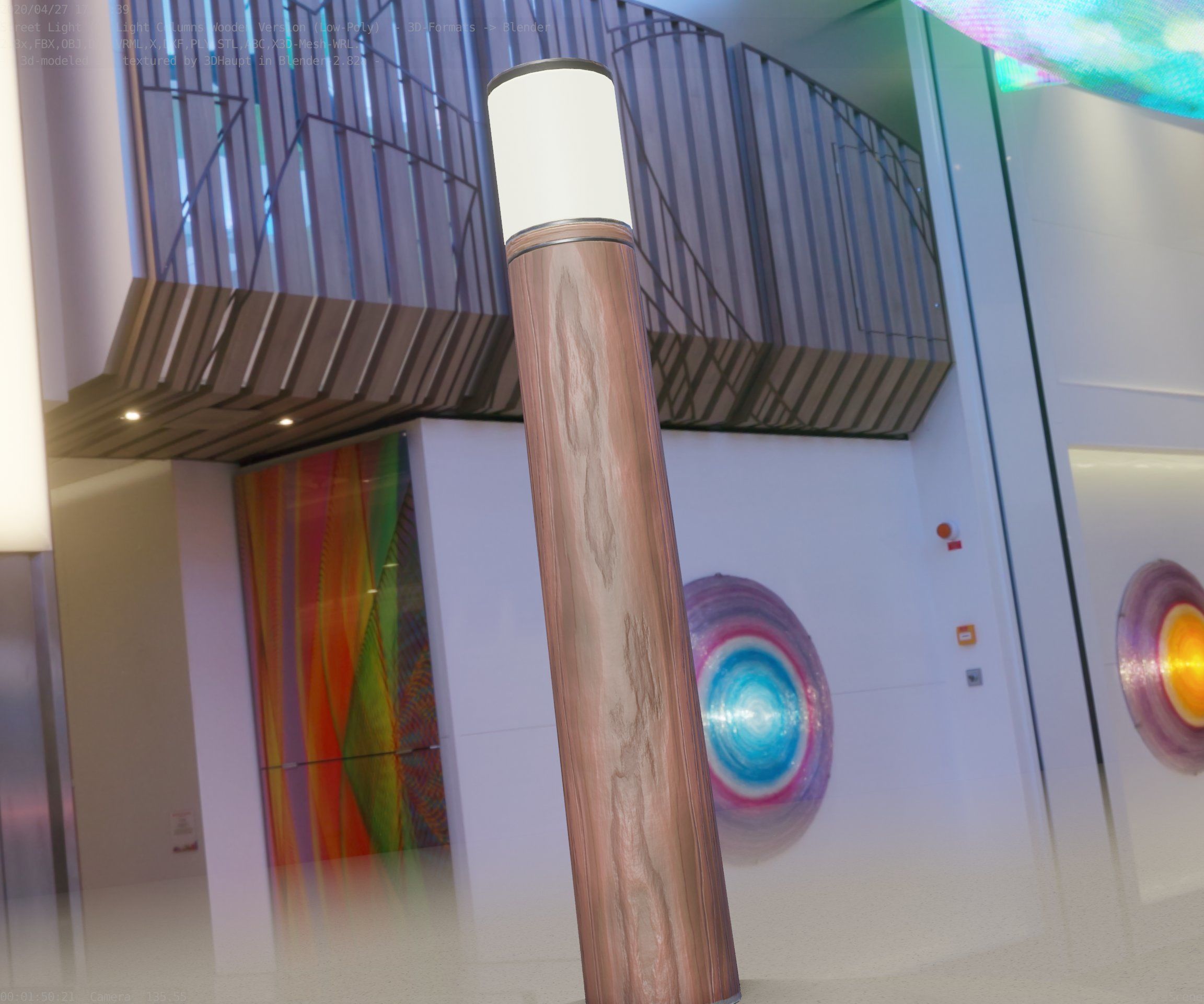 Wooden Light-Column 27- Low-Poly Street-Light Set-9 Low-poly 3D model_62