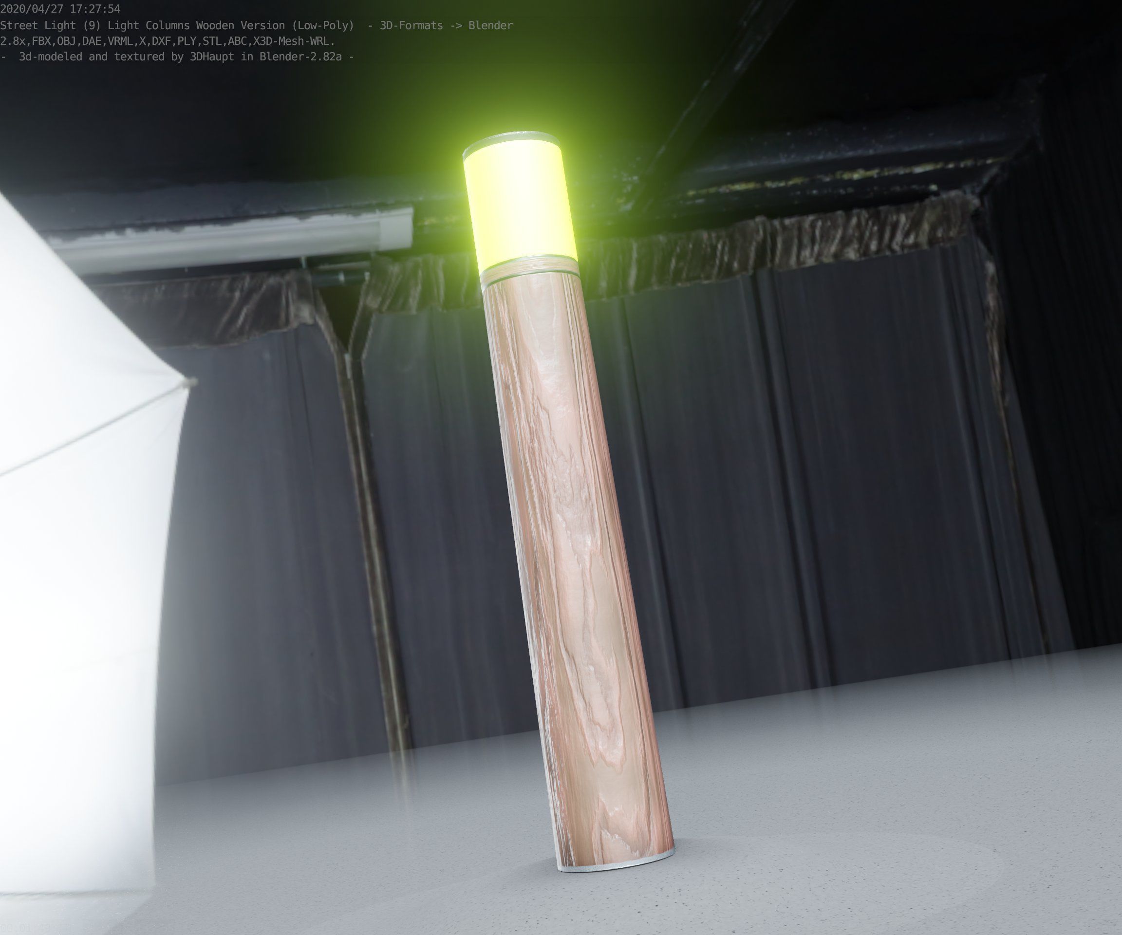Wooden Light-Column 27- Low-Poly Street-Light Set-9 Low-poly 3D model_34